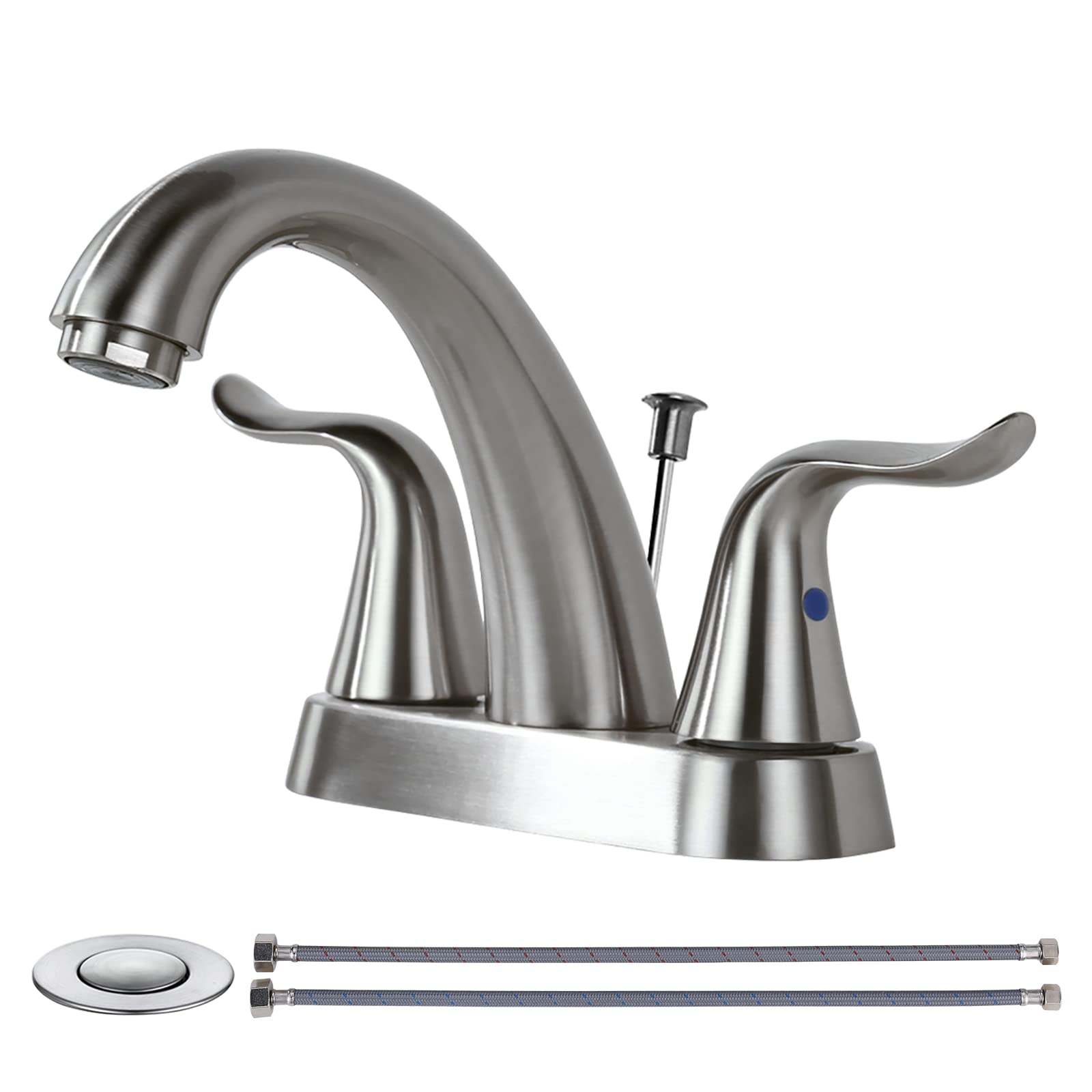 2-Handle Centerset Bathroom Faucet Brushed Nickel for Sink Vanity