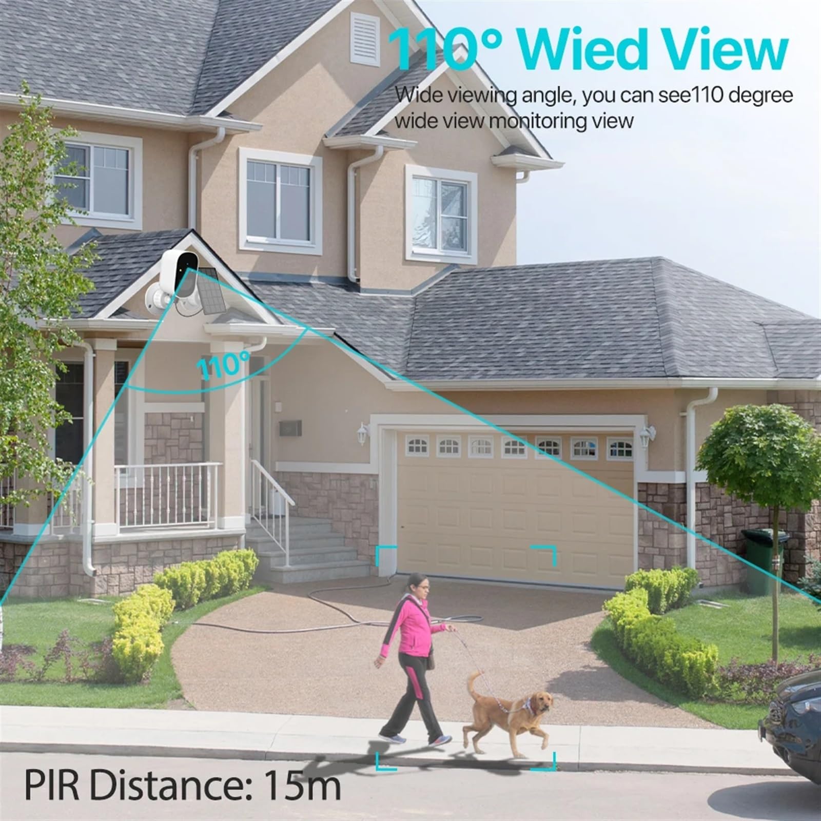 Solar Powered Wireless Outdoor Security Camera - 1080P HD CCTV Video Surveillance with PIR Human Detection, Battery Operated for Home & Business Security (Includes 64GB Storage) | Ideal for Backyard, Garage & Property Monitoring