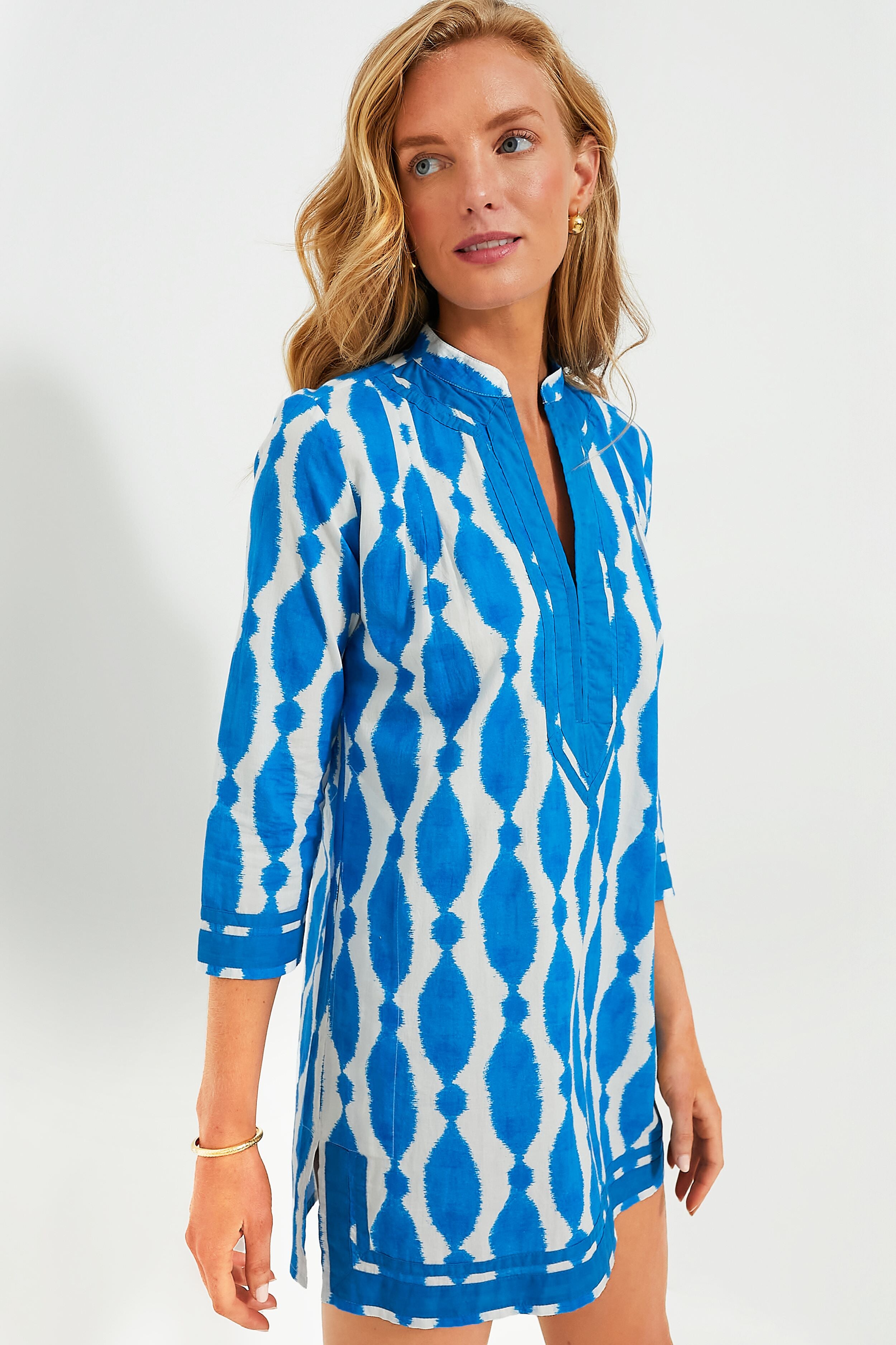 Blue Jalapa Tokyo Short Kurta Dress for Women - Stylish Boho Cotton Tunic Top for Casual Wear, Summer Outfits & Festivals