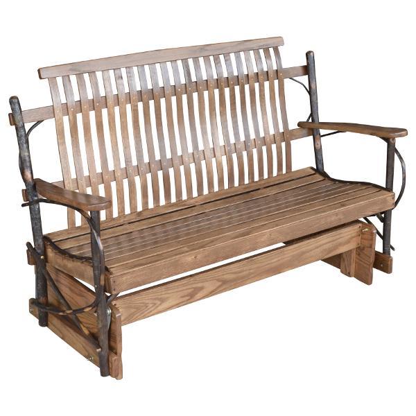 Premium Hickory Wood Porch Glider Swing - Outdoor Patio Rocking Bench for Garden, Deck & Backyard Relaxation | Weather-Resistant & Comfortable Seating