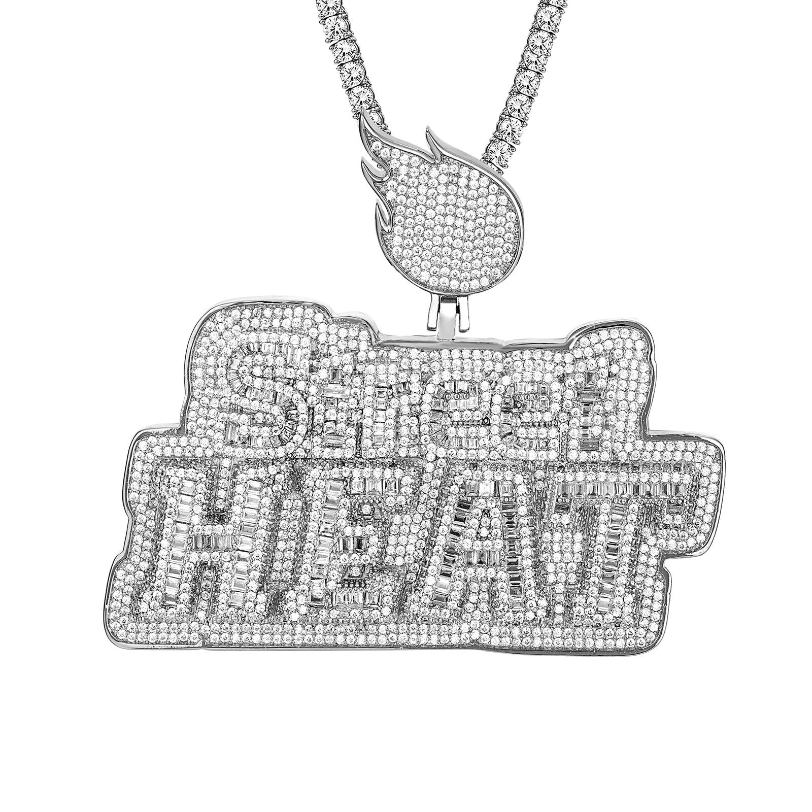 Men's Sterling Silver Double Layer Hip Hop Pendant Necklace - Urban Streetwear Jewelry for Rappers & Hip Hop Fashion Enthusiasts