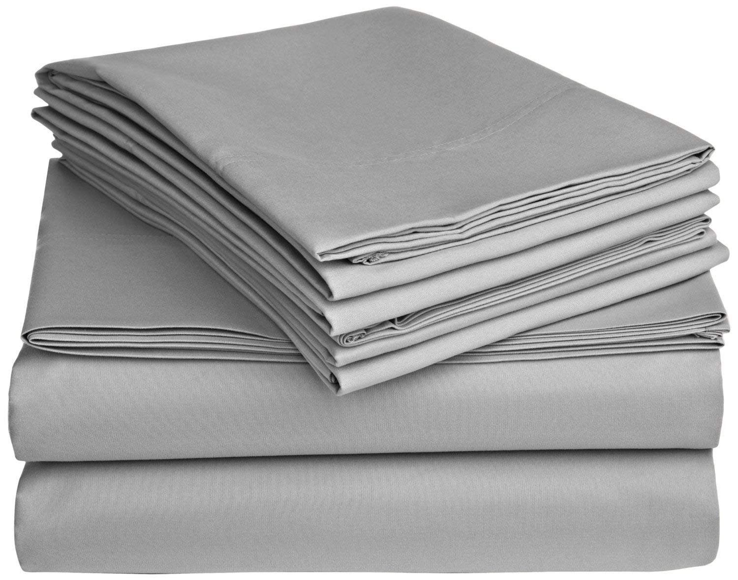 300 Thread Count 100% Cotton Twin XL Sheet Set - Soft Breathable Grey Bed Sheets (3-Piece) for Dorm, College, or Guest Room