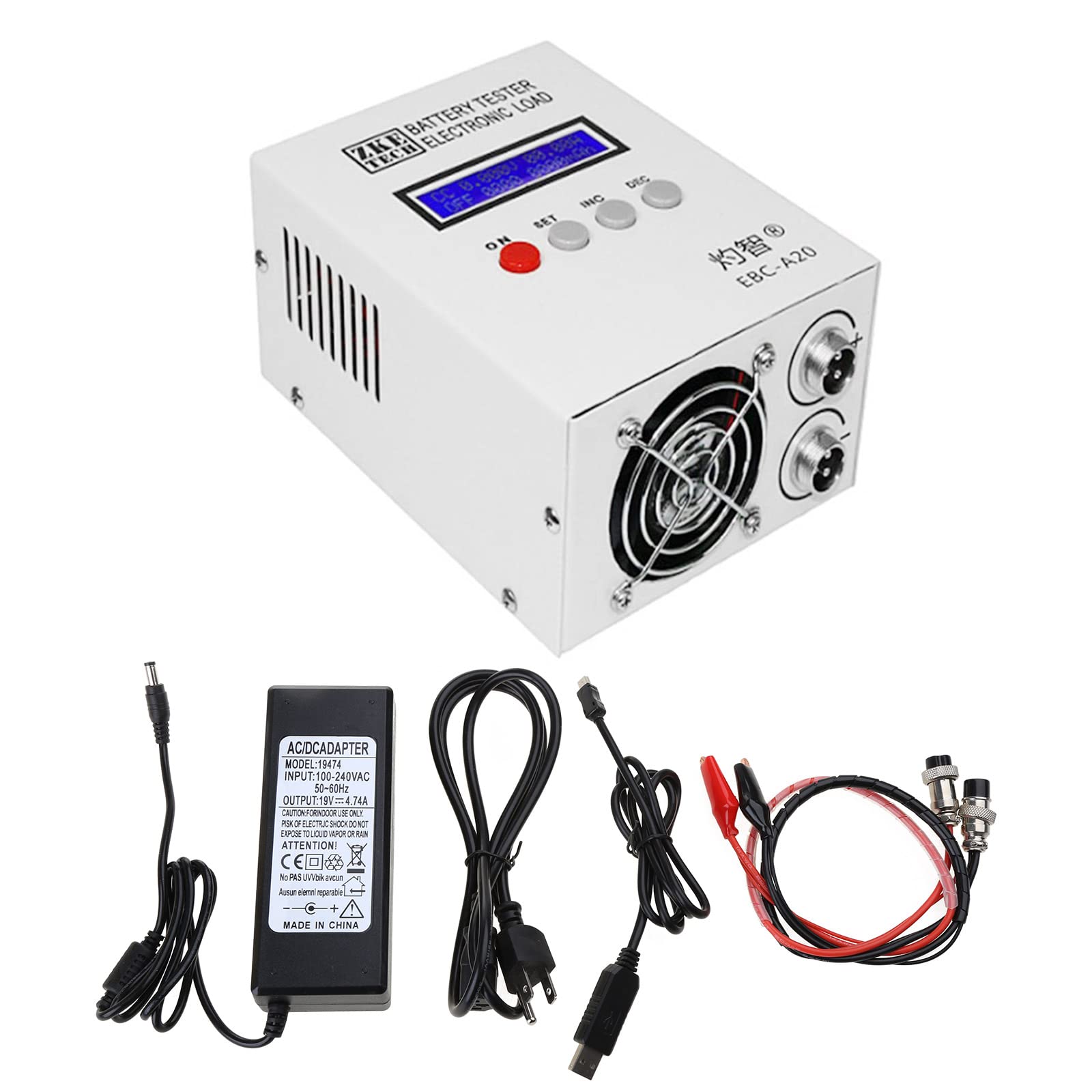 EBC-A20 30V 20A 85W Battery Capacity Tester for Lithium & Lead-Acid Batteries with 5A/20A Discharge & PC Software - Perfect for Car, Solar, and RV Battery Testing