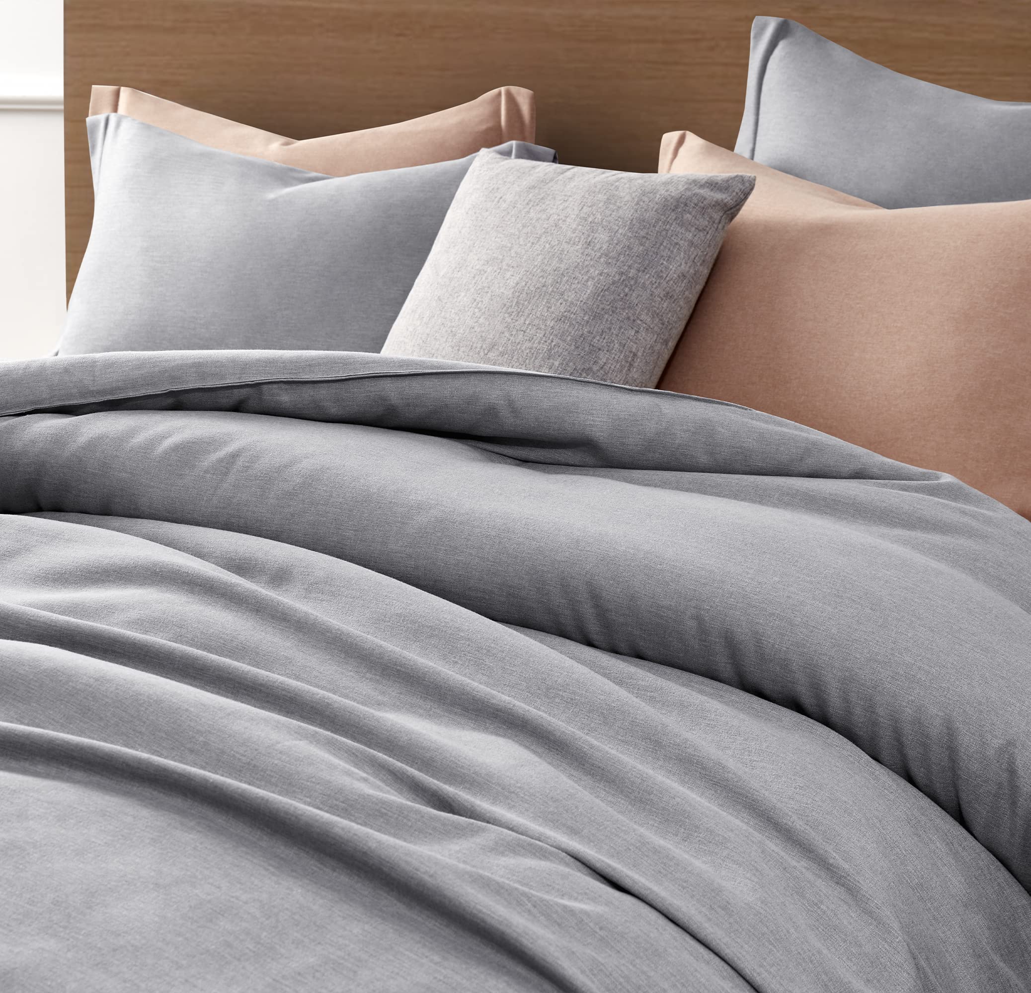TILLYOU Twin Size Comforter Set - Grey Breathable Lightweight Bedding Set, 2-Piece Cationic Dye Twin Soft Comforter with Pillow Sham (68x80 inches) for Kids Room, Guest Bedroom & Dorm Essentials