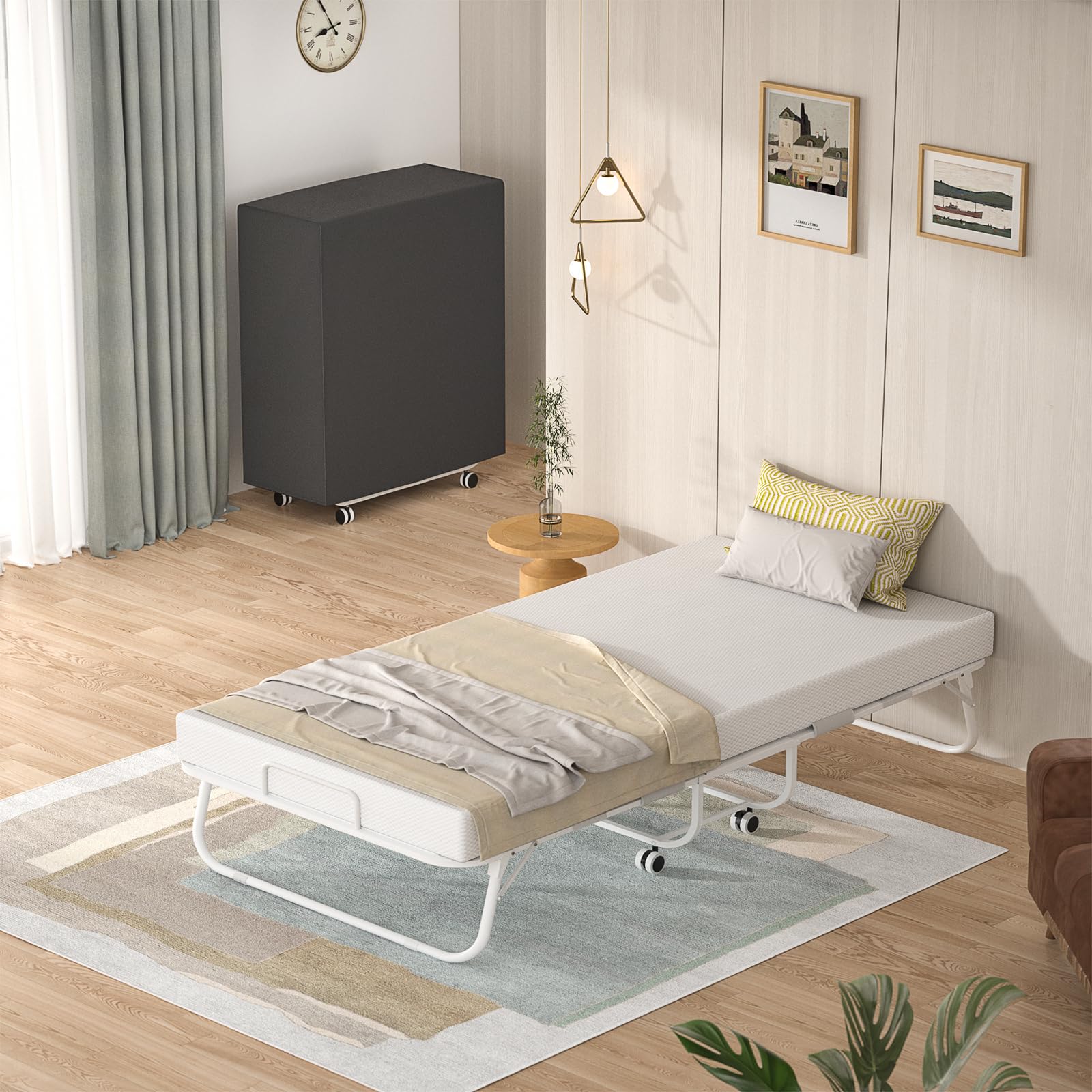 Homieasy Folding Bed with Memory Foam Mattress - Portable Rollaway Guest Bed for Adults, 75