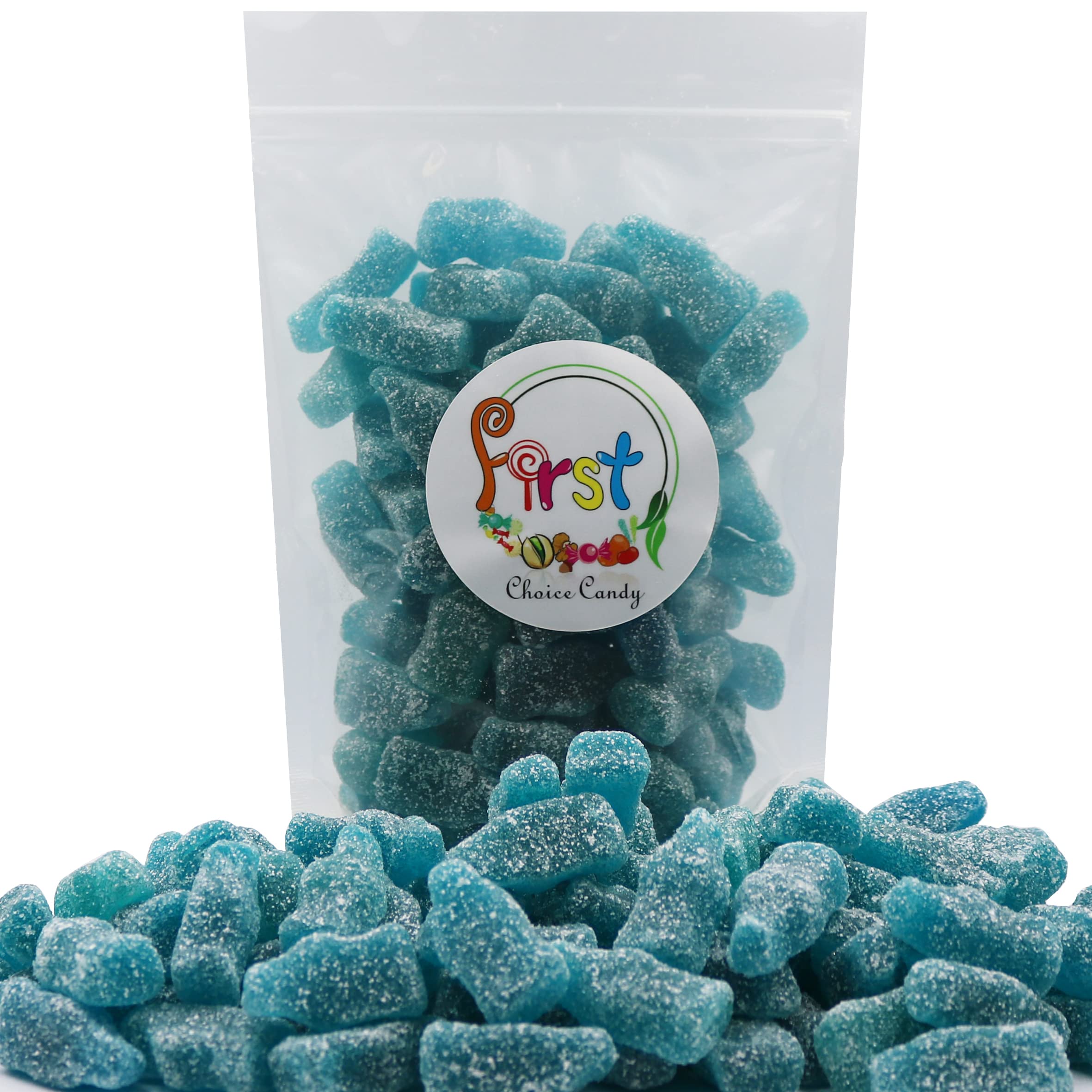 FirstChoiceCandy Sour Mini Gummy Soda Bottles - Blue Raspberry Flavor - 2 Pound Bulk Candy - Perfect for Birthday Parties, Halloween Treats & Movie Night Snacks