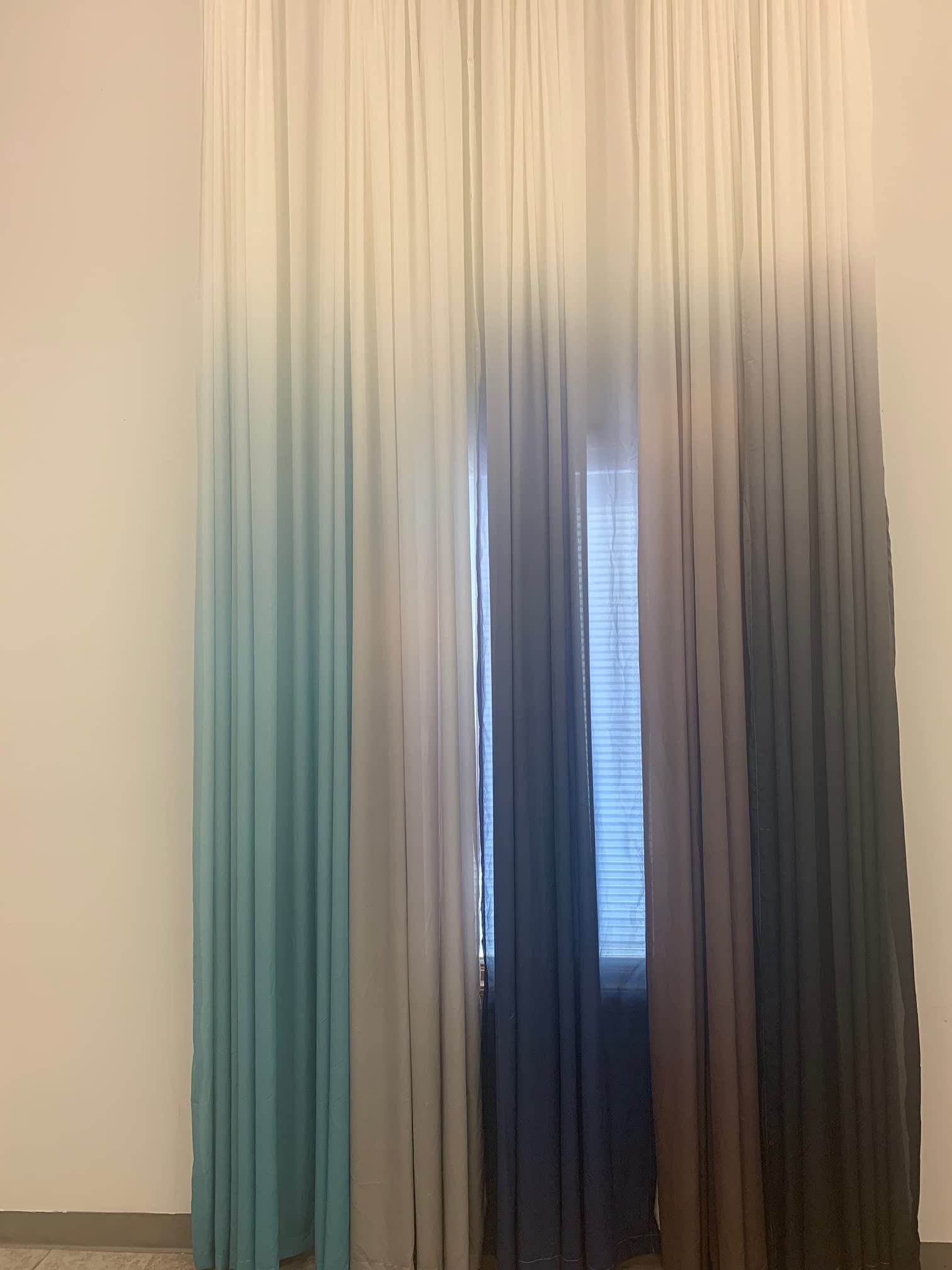 Ombre Sheer Curtains Extra Long 10-20 ft - Black Gradient Window Drapes 100