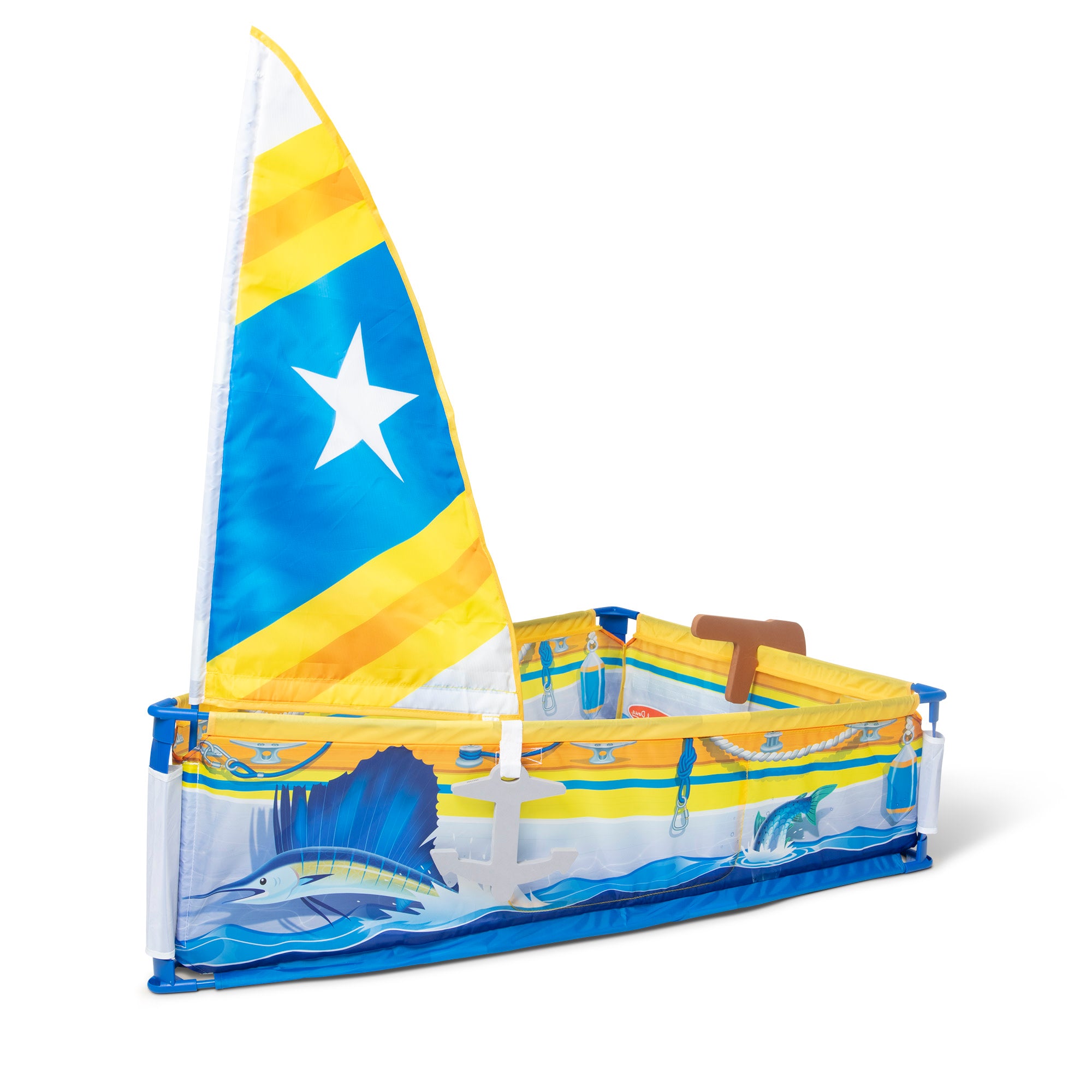 Kids Sailboat Play Set - Wooden Toy Boat for Toddlers & Children - Perfect for Bath Time, Pool, and Outdoor Water Play
