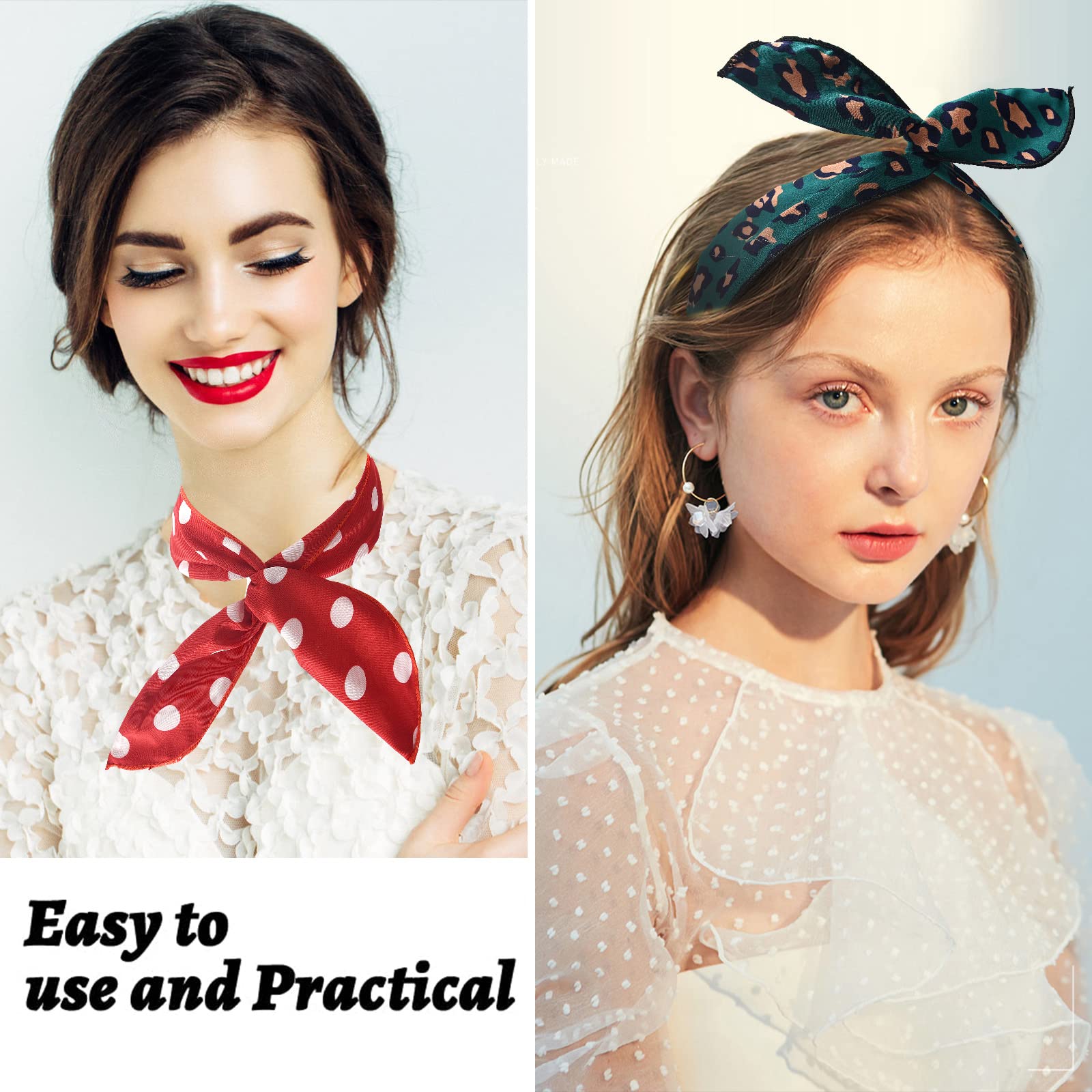 Yeshan Women's Wired Headbands - Twist Bow Hair Accessories with Polka Dot, Leopard & Floral Prints - Pack of 9 Hair Ties, Scarves & Rabbit Ear Headbands for Women & Girls - Perfect for Parties, Workouts & Everyday Fashion