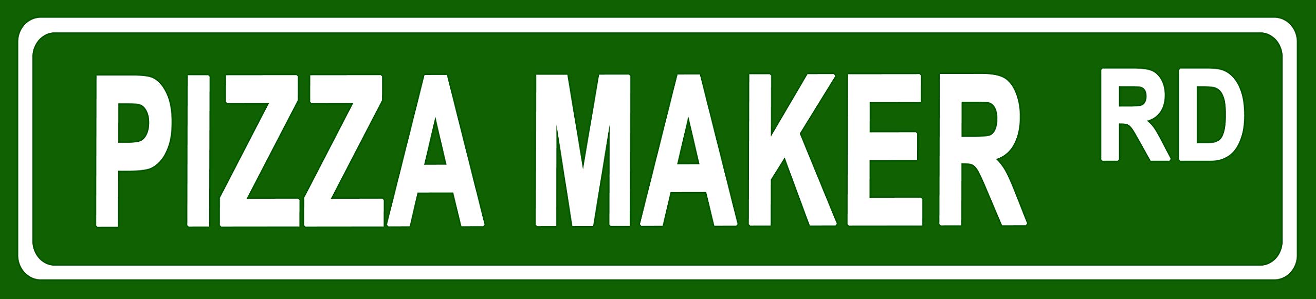 Makoroni - 4x18 Inch Aluminum Metal Pizza Maker Career Novelty Street Sign - Perfect for Kitchen Decor, Pizza Lover Gifts & Restaurant Theme Parties