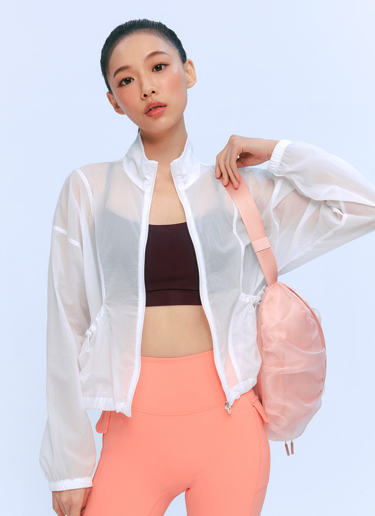 Breathable High Neck Crop Windbreaker Jacket - Lightweight & Comfortable for Running, Hiking & Outdoor Activities