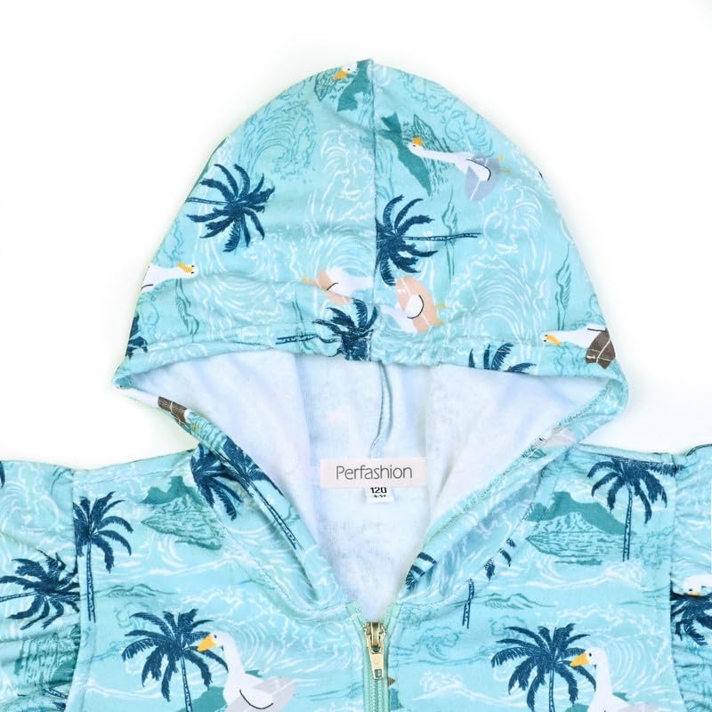**Perfashion Kids Hooded Zip-Up Terry Swim Cover Up for Girls - Beach, Pool & Summer Outfits**