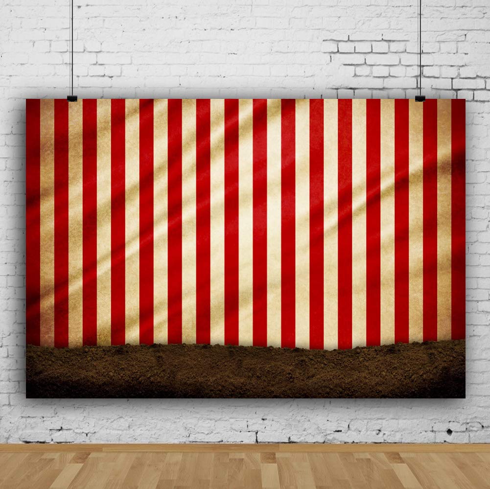 Leyiyi Red and White Striped Circus Backdrop - 20x10ft Magic Show Photography Background for Kids, Baby, Adults Portraits - Perfect for Studio Props, Birthday Parties, and Themed Events