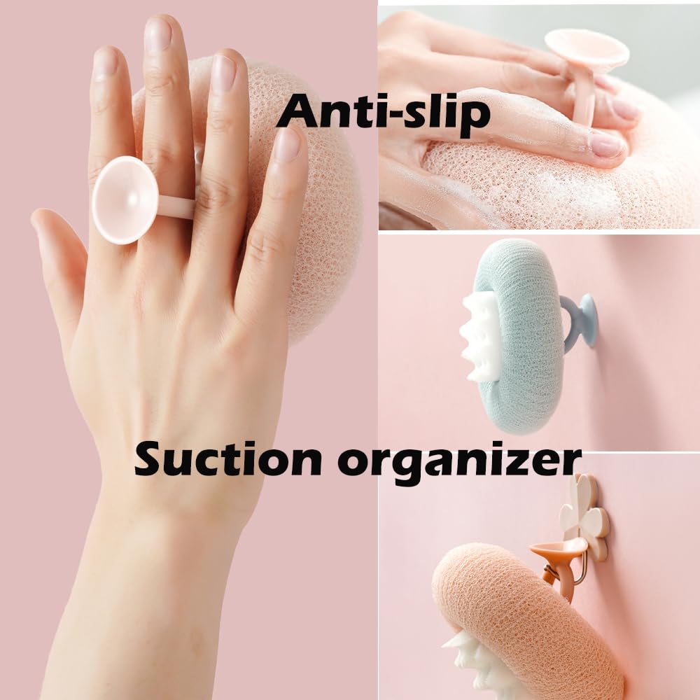 2 Pack Exfoliating Body Brush for Shower & Bath - Long Handle Bath Sponge Scrubber for Smooth Skin, Pink & Blue - Perfect for Dry Brushing, Back Scrubbing & Relaxing Spa Time