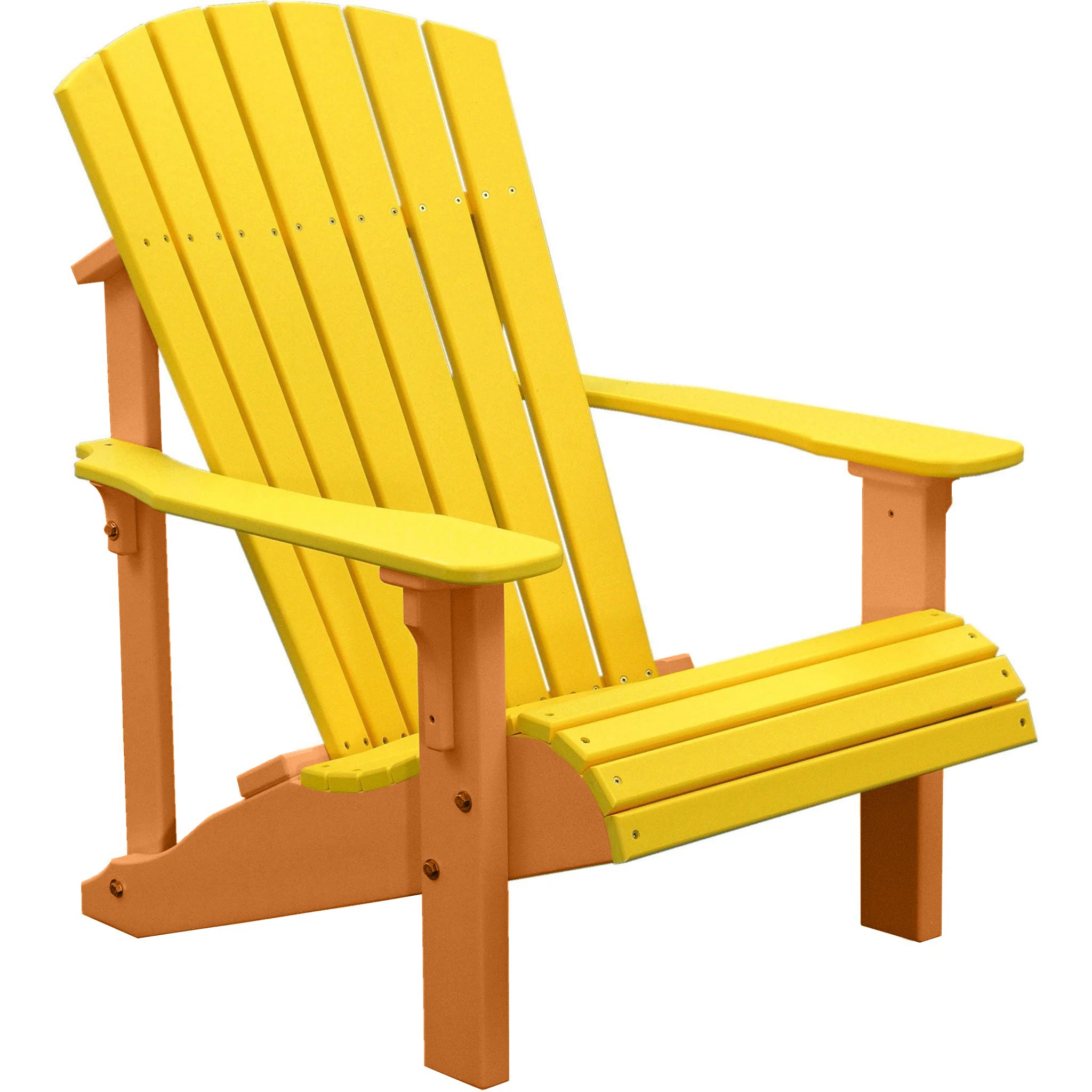 Premium Yellow Recycled Plastic Adirondack Chair - Eco-Friendly Outdoor Patio Furniture for Garden, Poolside & Backyard Relaxation