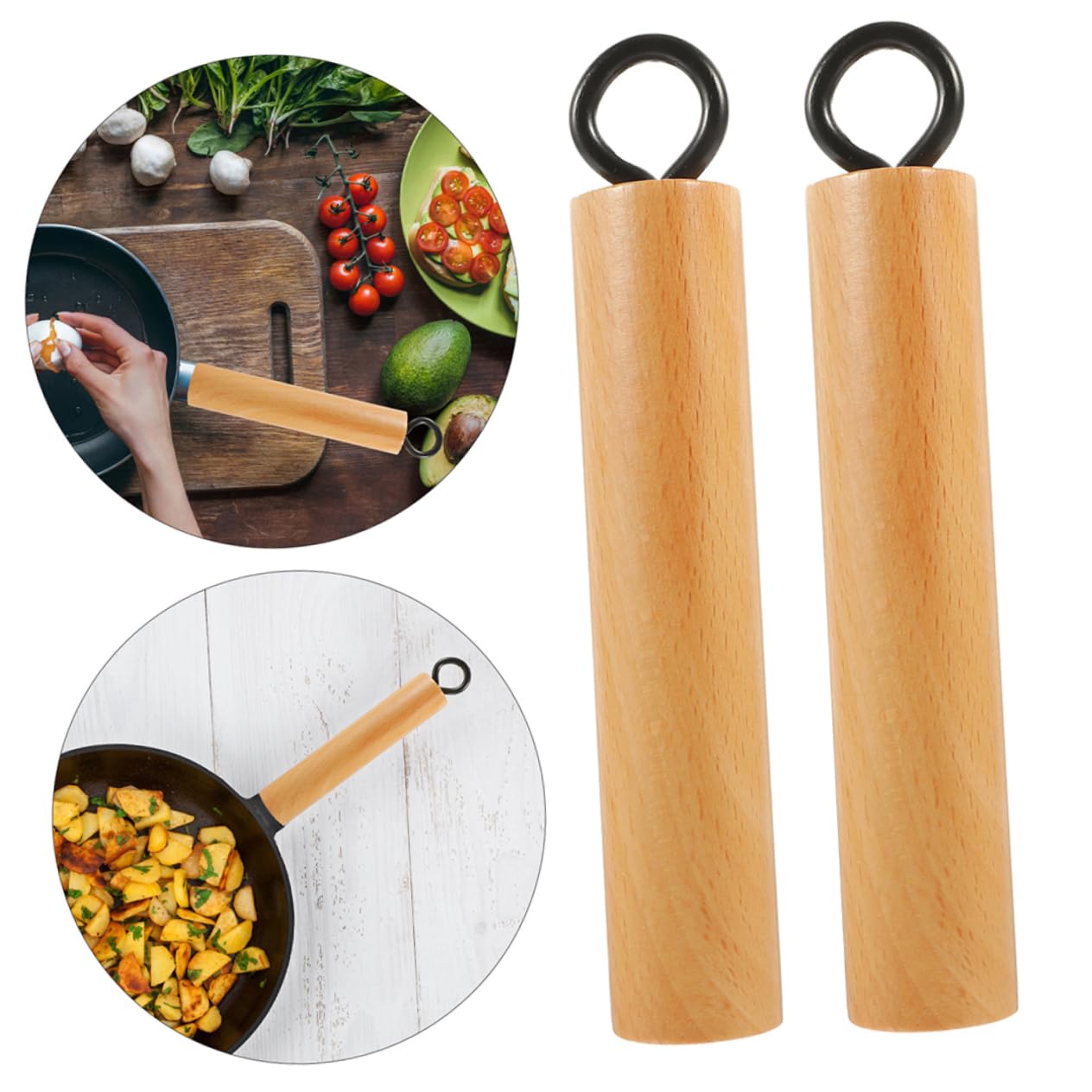 Heat-Resistant Cast Iron Wok Handle Replacement - Anti-Scald Cooking Pan Handle Insert Accessory - Perfect for Stovetop Cooking, Stir-Frying & Professional Kitchen Use