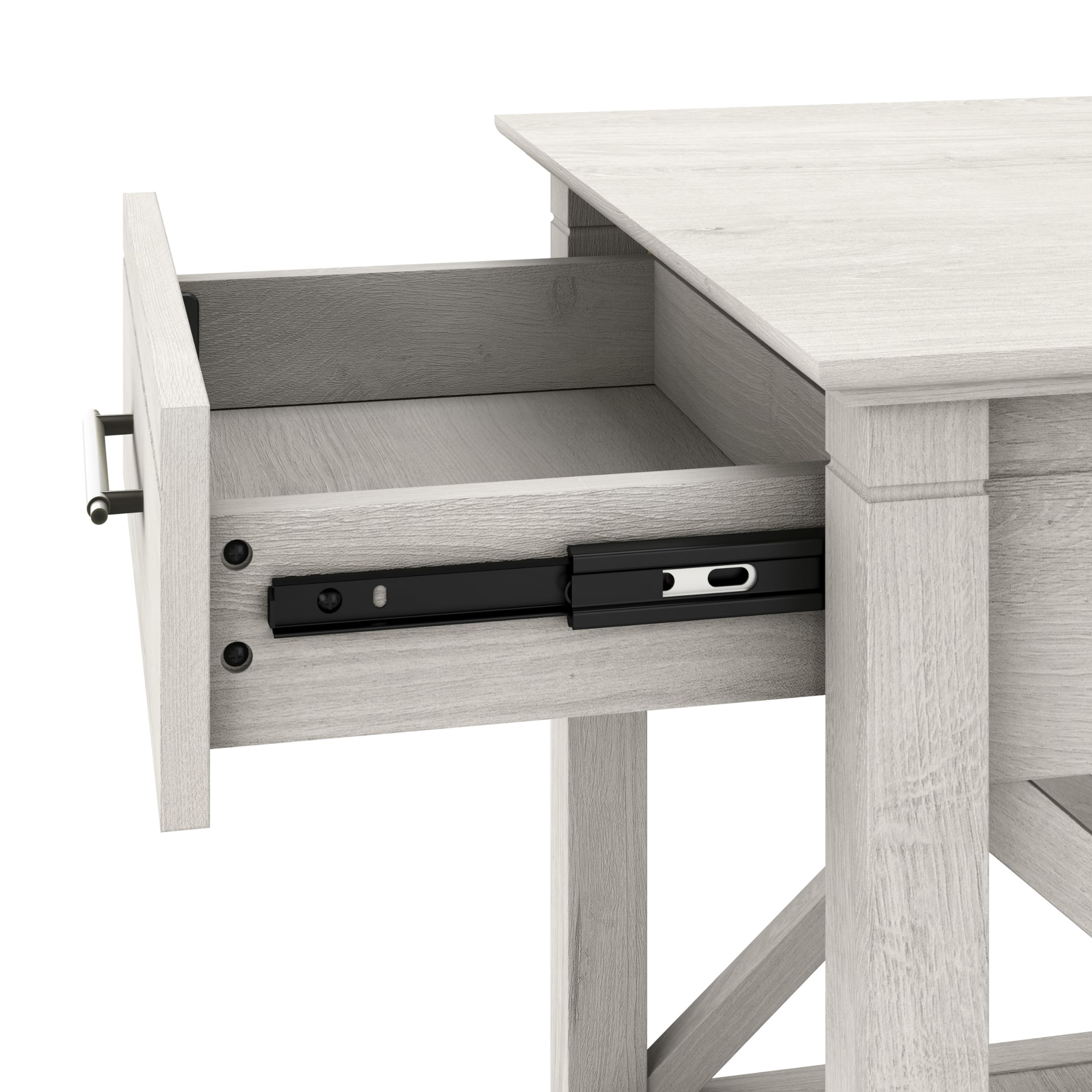 Bush Furniture Key West Nightstand with Drawer - Solid White Oak Wood Bedside Table for Bedroom, Living Room & Guest Room - Modern Night Stand with Storage Shelf