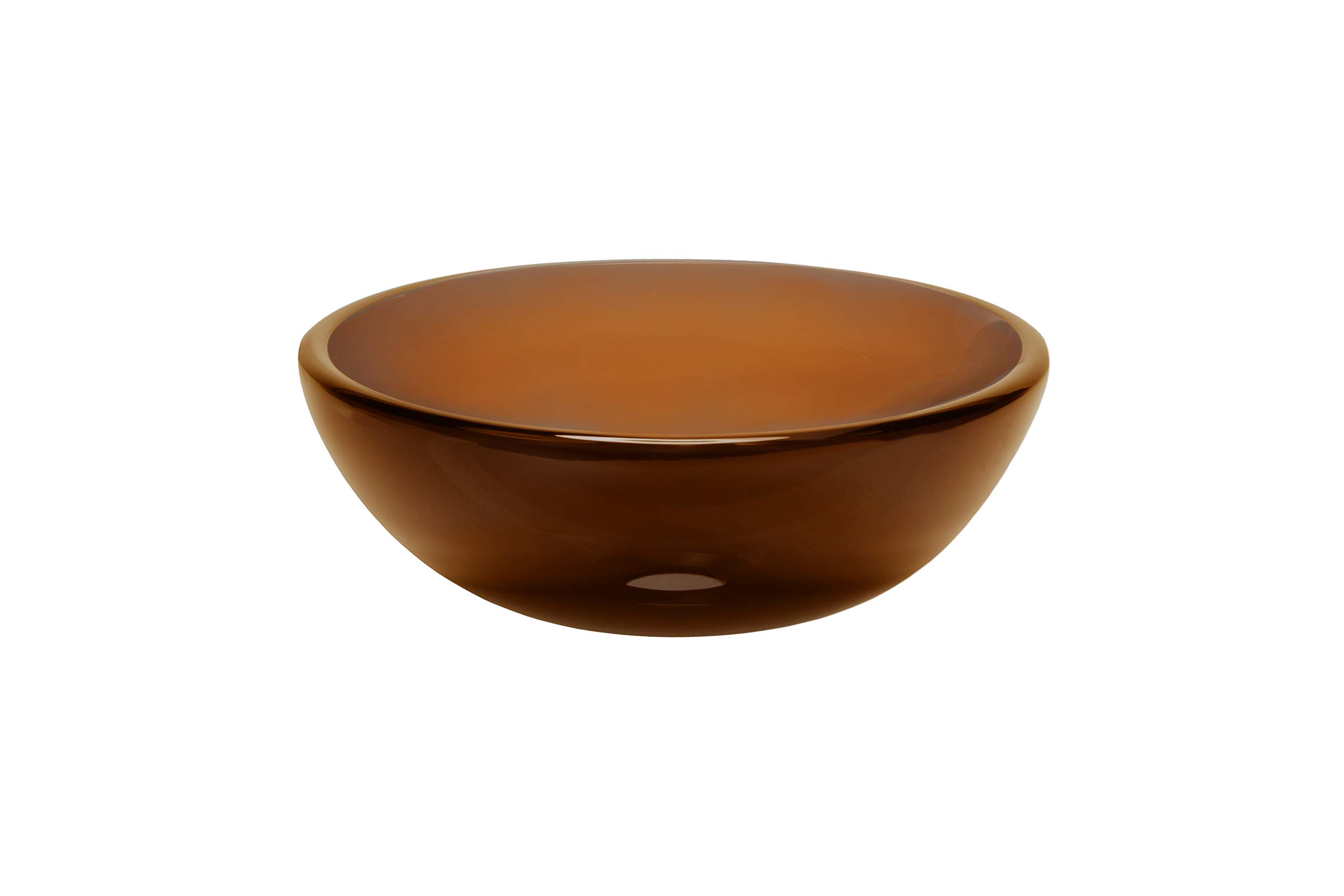 Novatto 12-Inch Brown Glass Vessel Bathroom Sink - Modern Mini Vanity Sink for Powder Room, Guest Bath & Small Space Bathroom Decor