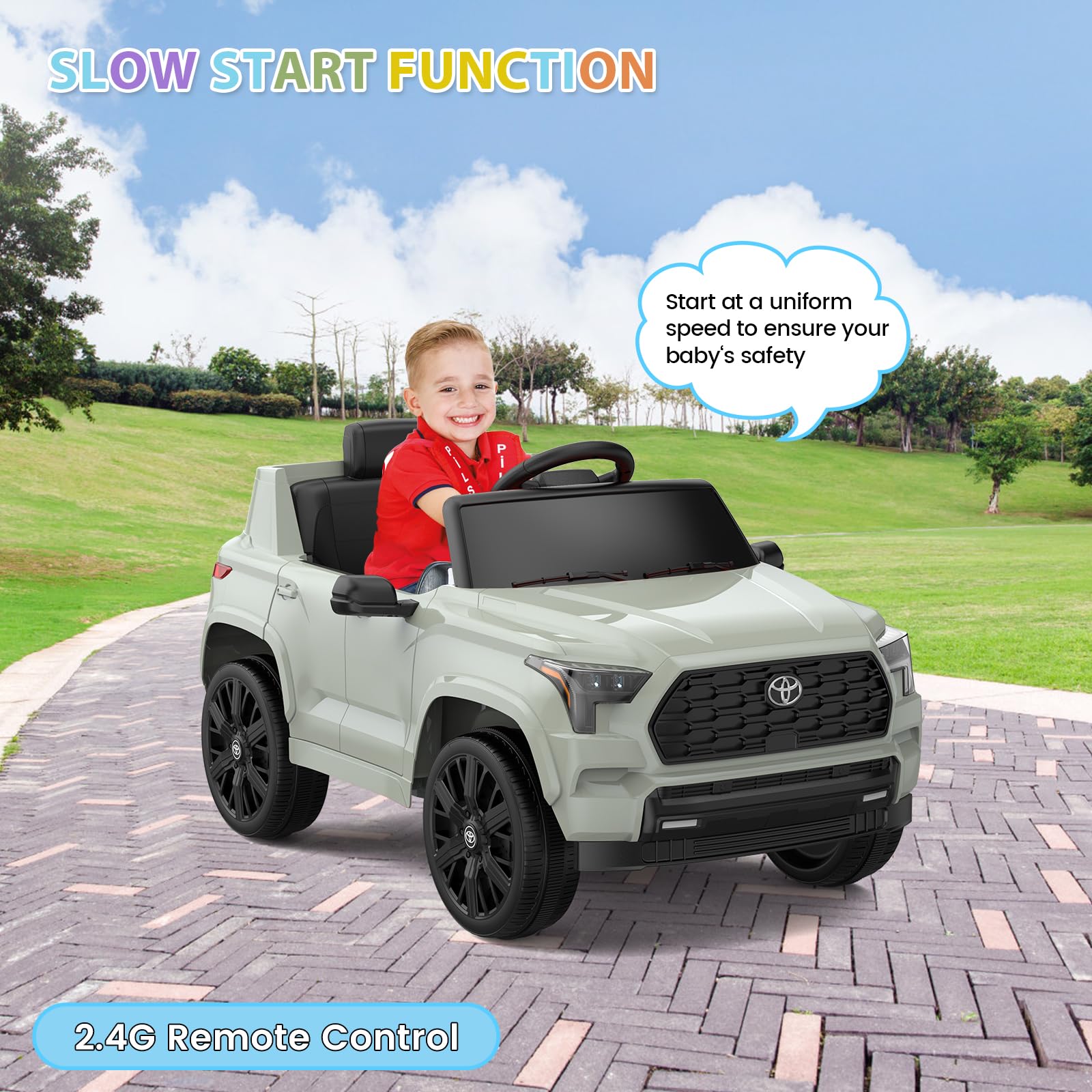 12V Battery Powered Kids Ride on Truck - Licensed Toyota Electric Car for Children with Remote Control, Spring Suspension, LED Lights & Music | 3 Speed Modes | Outdoor Play, Birthday Gifts, Backyard Fun