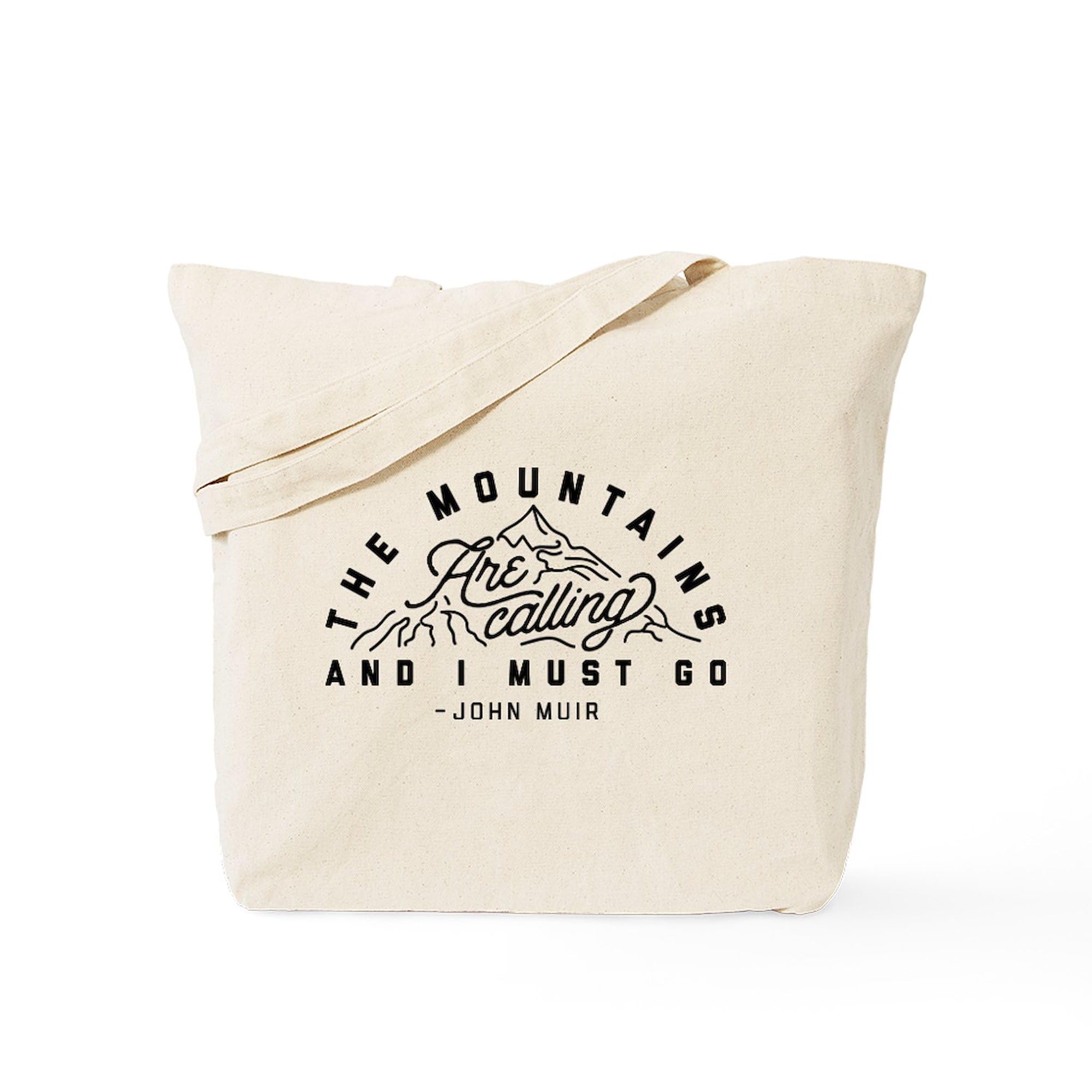 The Mountains Are Calling And I Must Go - Natural Canvas Tote Bag | Reusable Grocery Shopping Bag | Eco-Friendly Beach, Travel & Everyday Use