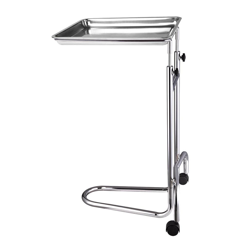 TheLAShop Mayo Instrument Stand with Removable Tray & Double Post - Durable Surgical Tool Organizer for Operating Rooms, Clinics, and Medical Labs