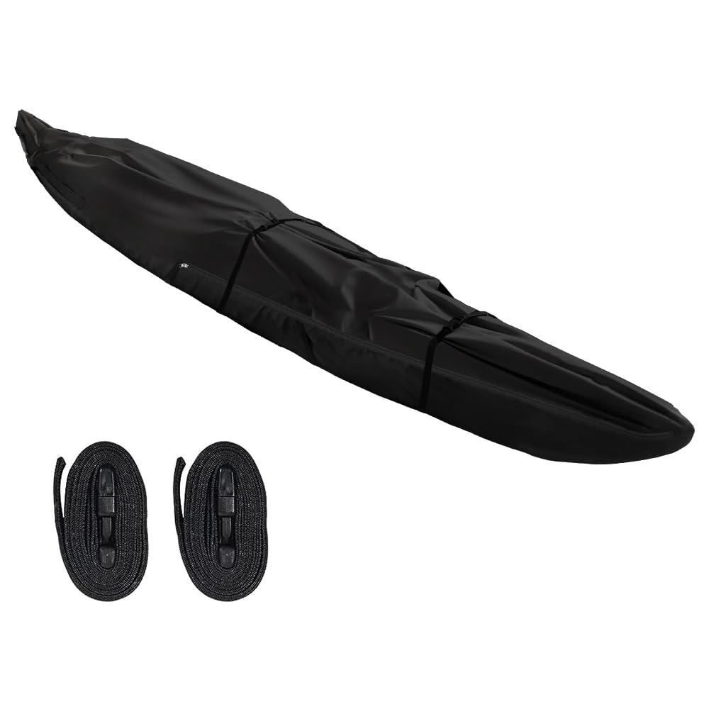 600D Heavy Duty Waterproof & UV-Resistant Kayak Cover - Fade & Tear Proof Canoe Cover with Waterproof Zipper for Indoor/Outdoor Storage - Perfect for Trailering, Boat Storage & All-Weather Protection