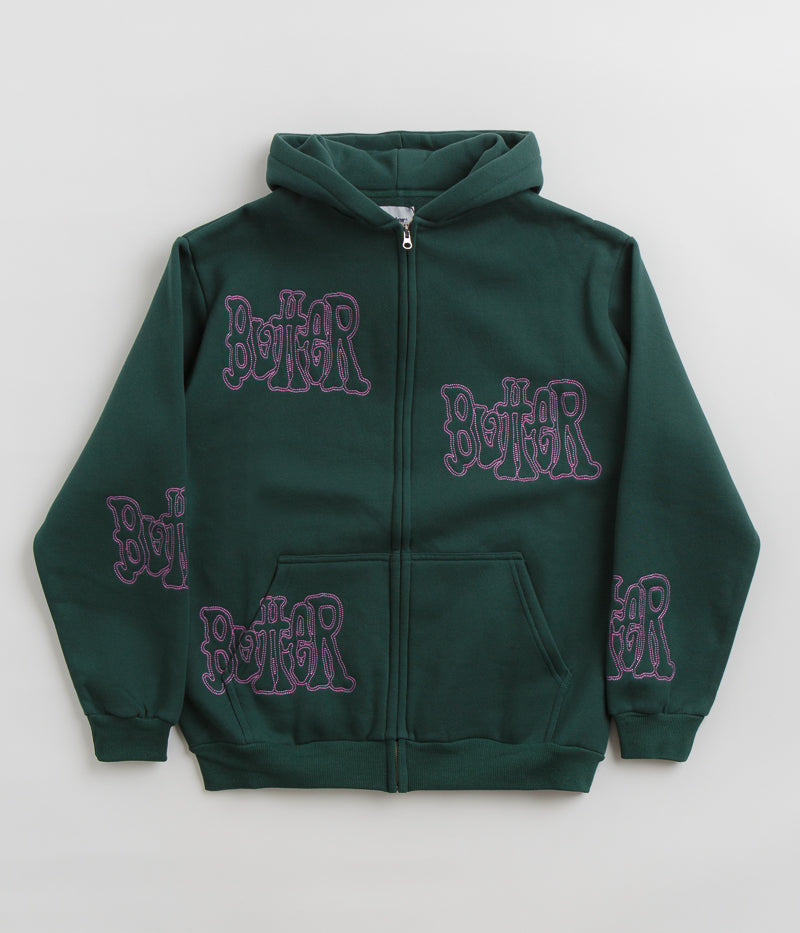 Butter Goods Tour Zip Thru Hoodie - Dark Green Men's Pullover Sweatshirt | Streetwear Fashion for Urban Outfits & Casual Wear