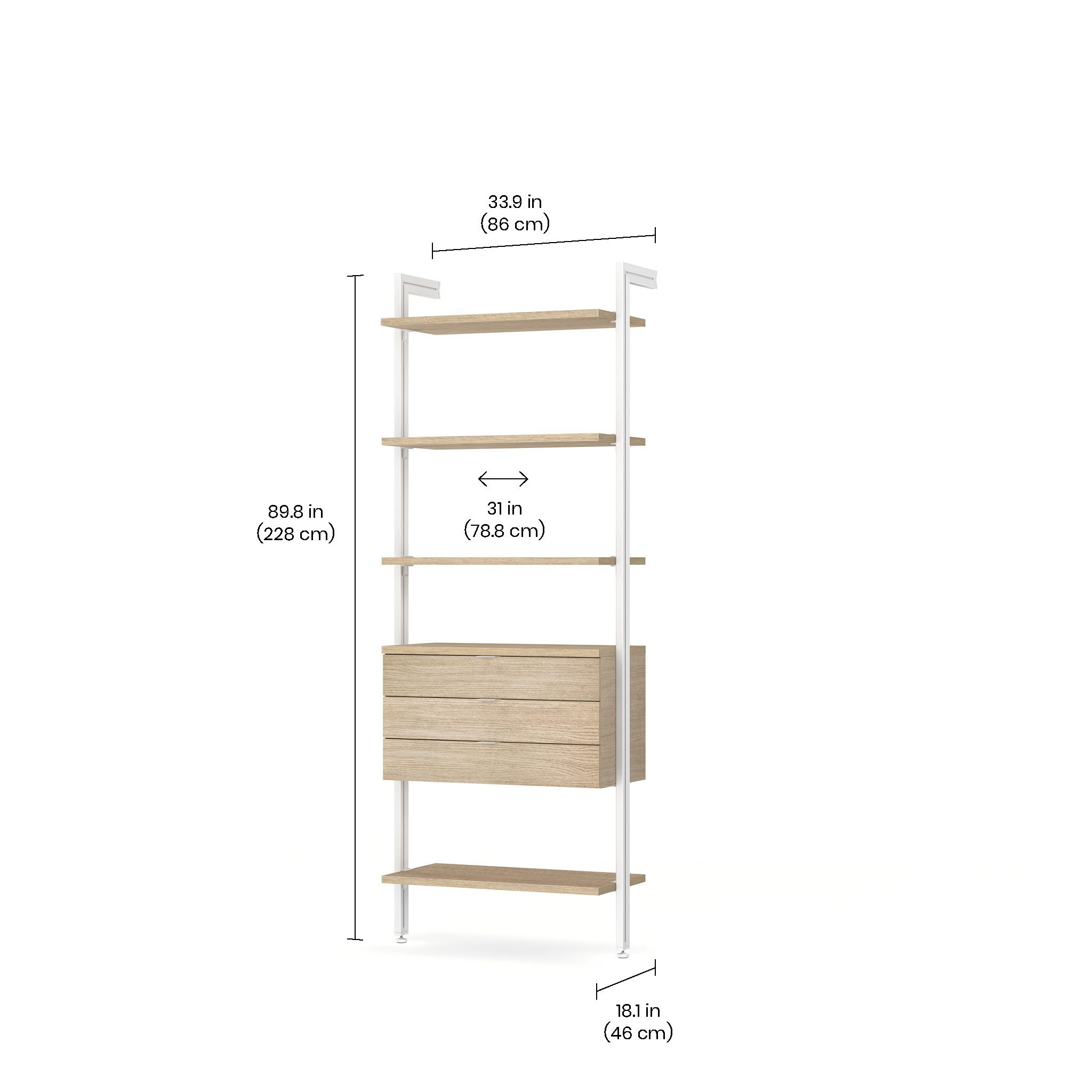 Premium Wardrobe with Drawers - Modern Modular Closet System for Bedroom Organization | Space-Saving Storage Solution for Clothes, Shoes & Accessories | Perfect for Small Apartments & Master Bedrooms (CLOS IT W 105)