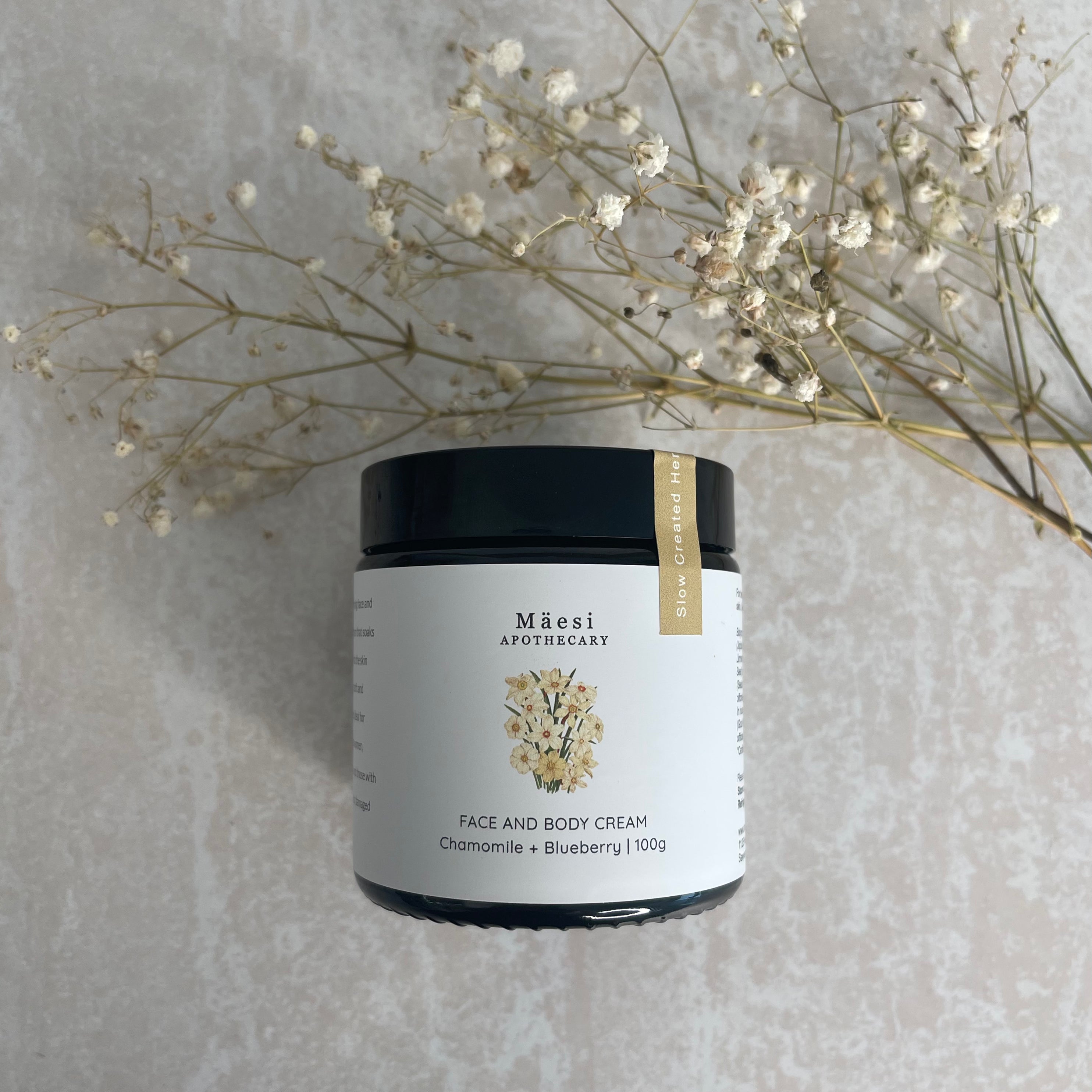 Organic Chamomile & Blueberry Face and Body Cream for Dry Skin - Hydrating Moisturizer for Sensitive Skin, Day & Night Use