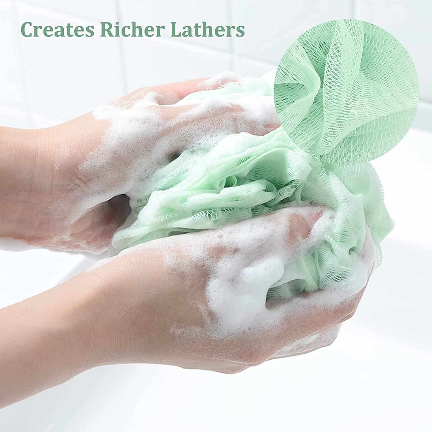 BLINE Soft Round Loofah Sponge Pouf - Exfoliating Body Scrubber for Men, Women & Kids - Gentle Bath Sponge for Shower & Skin Care (Pack of 2, Multicolor) - Perfect for Daily Exfoliation & Luxurious Bubble Baths