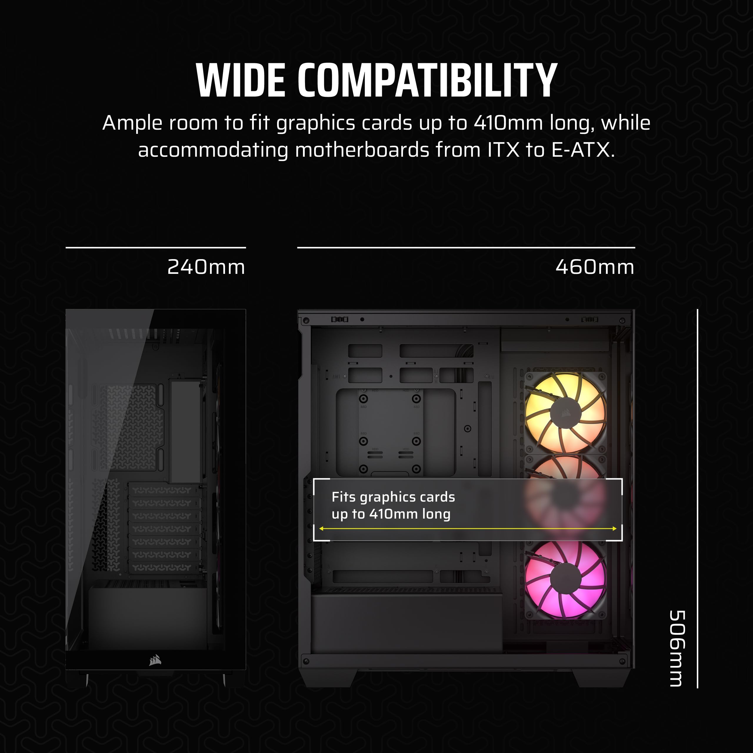 CORSAIR 3500X ARGB Mid-Tower ATX PC Gaming Case - Panoramic Tempered Glass Side Panel - Reverse Connection Motherboard Support - Includes 3X CORSAIR RS120 ARGB Fans - High Airflow Design - Black | Perfect for Gaming Rigs, Streaming PCs & Workstation Builds