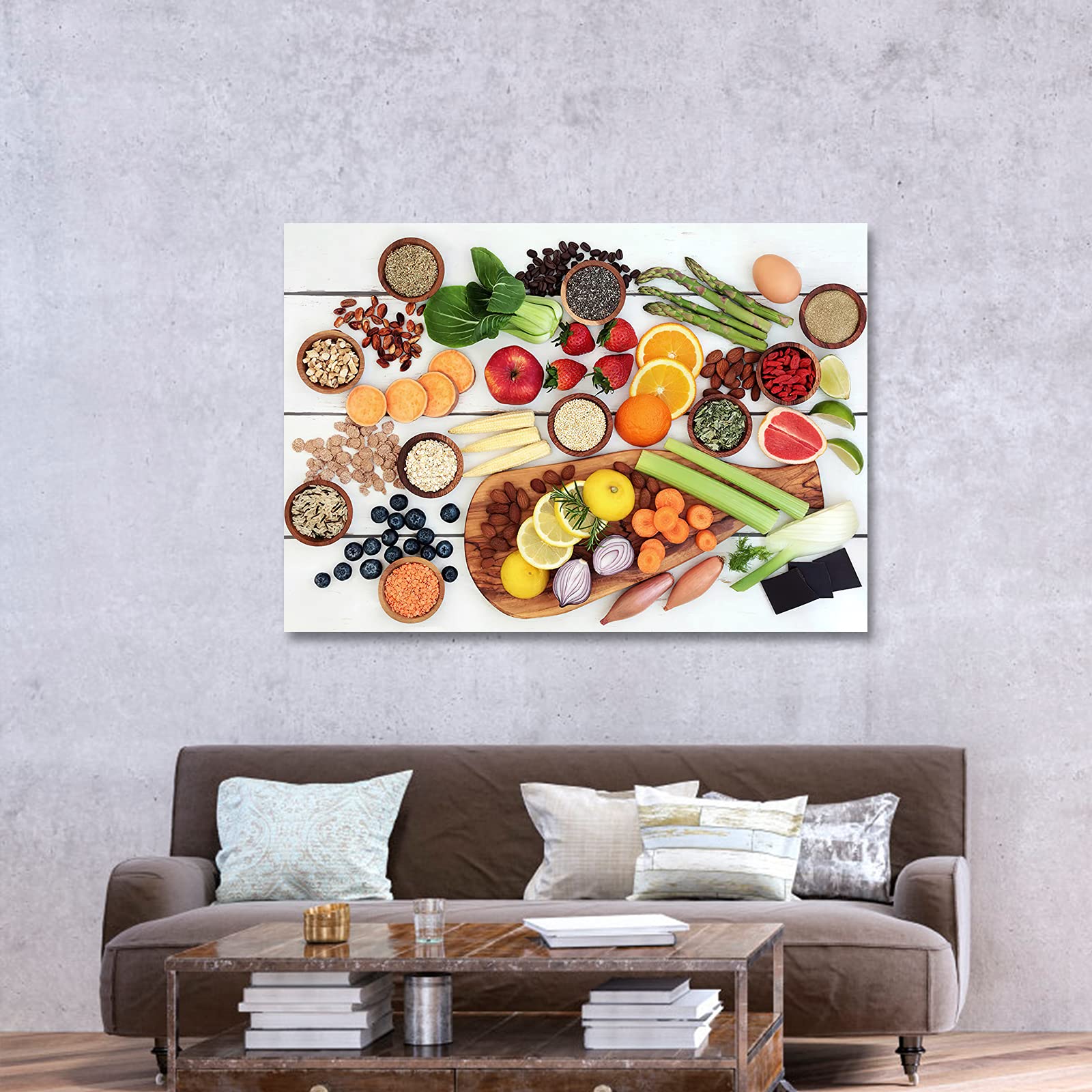 Modern Spices Vegetables Fruits Wall Art - 32x48 Inches Kitchen & Dining Room Decor | Perfect for Farmhouse, Rustic & Contemporary Home Decor
