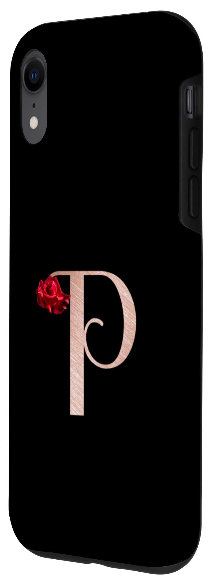 iPhone XR Monogram Phone Case with Letter P - Rose Pink & Black Initial Design | Durable Protective Cover for Everyday Use, Travel & Gifting