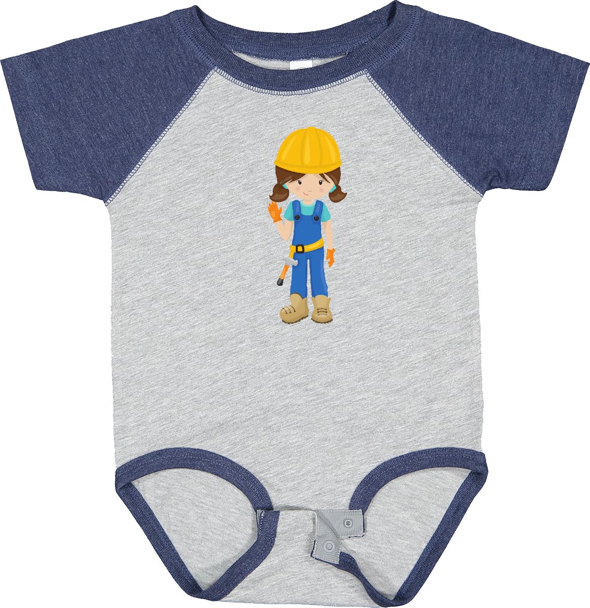 Inktastic Construction Girl Baby Bodysuit - Cute Brown Hair Toddler Outfit for Playdates & DIY Projects