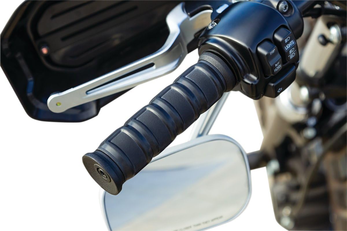 Kuryakyn 6673 Dillinger Handlebar Grips for 1996-2019 Harley-Davidson Motorcycles - Dual Cable Throttle Control, Satin Black (1 Pair) - Comfortable Ride for Cruisers & Touring Bikes