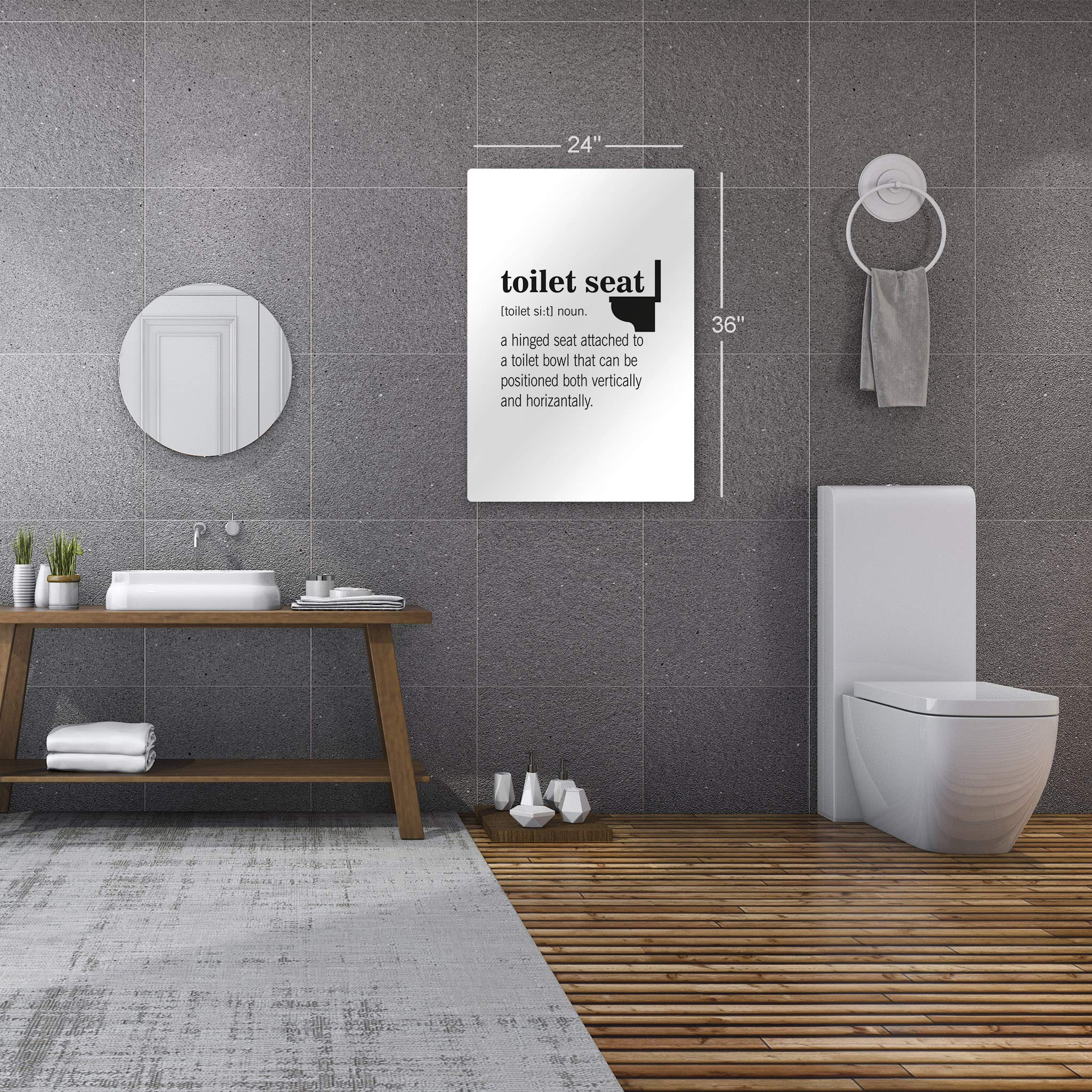 Funny Toilet Seat Definition Metal Print - Bathroom Wall Art Decor with Humorous Quote - Ready to Hang 40x30 - Made in USA | Perfect for Powder Room, Guest Bathroom & Home Decor