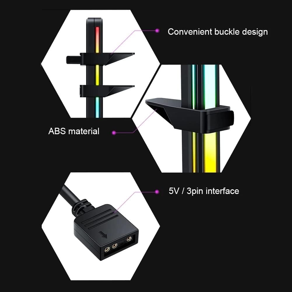 5V RGB LED Magnetic Headphone Stand - Vertical GPU Support Bracket with Adjustable Height for Gaming Headsets | Perfect for PC Gaming Setup & Desk Organization