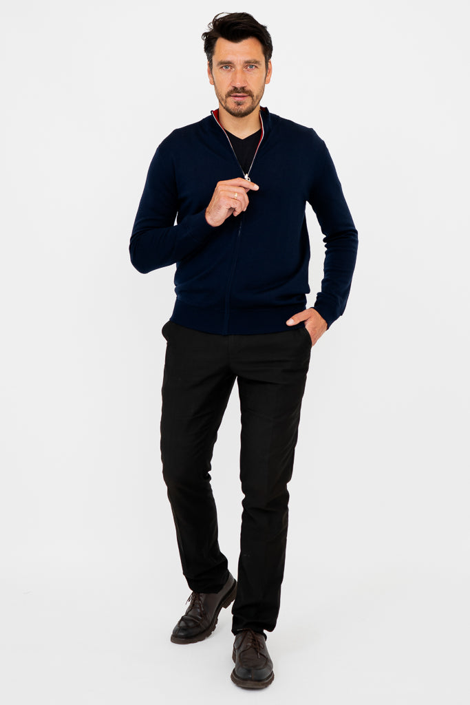 Premium Merino Wool Joey Sweater in Navy Blue - Soft & Warm Winter Pullover for Men & Women - Perfect for Office, Travel & Casual Outings