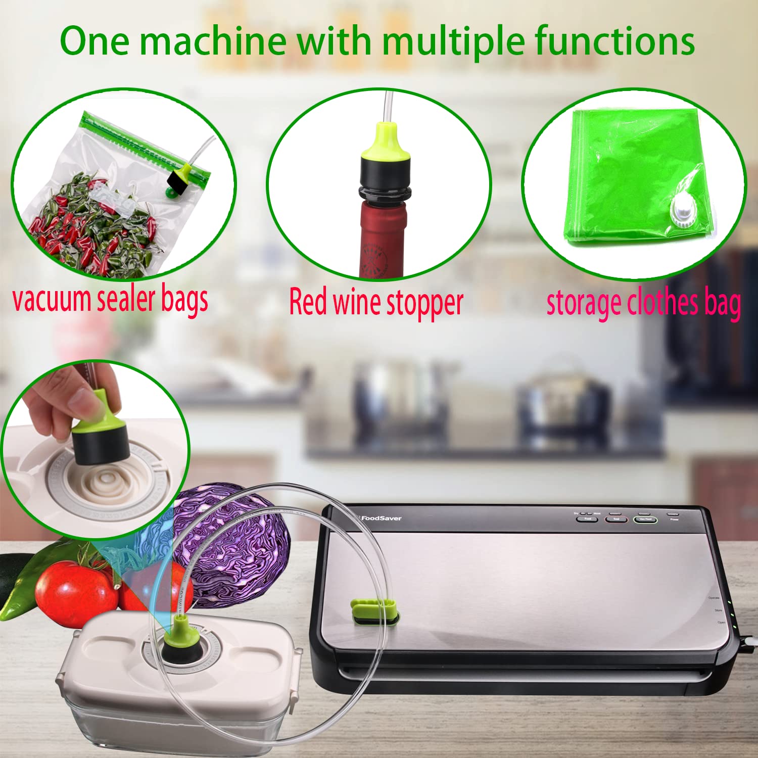 FoodSaver Vacuum Sealer Accessory Hose - Compatible with All Sealing Zipper Bags, Wine Stoppers & Jar Lids - Perfect for Food Preservation, Meal Prep & Sous Vide Cooking