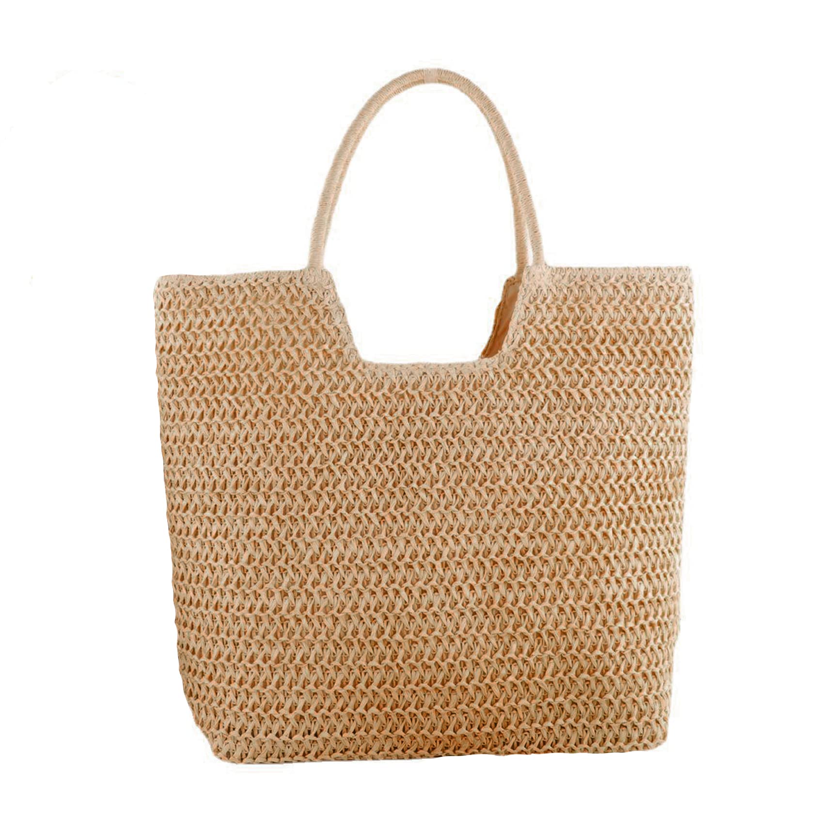 Women's Straw Woven Beach Bag - Summer Vacation Handbag for Women - Boho Straw Purse for Beach, Pool, Picnic & Outdoor Activities