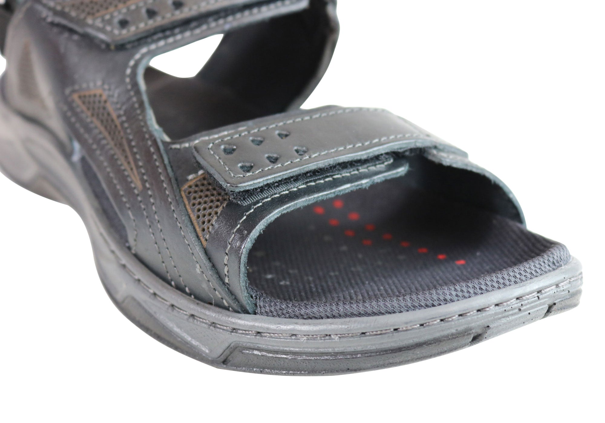 Jeff Men's Genuine Leather Comfortable Cushioned Sandals - Handmade in Brazil - Perfect for Beach, Vacation & Summer Outdoor Activities