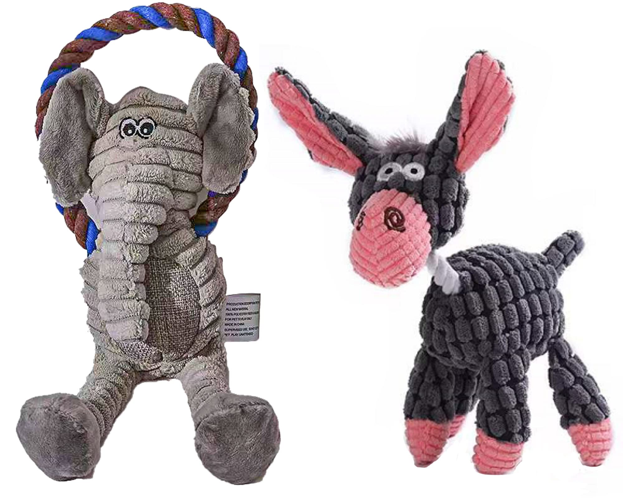 BODLYL Squeaky Plush Dog Toys 2-Pack - Durable Stuffed Animal Chew Toys with Squeakers for Puppies & Small/Medium Dogs - Soft Interactive Toys for Teeth Cleaning & Playtime - Perfect for Indoor Play, Training & Bonding
