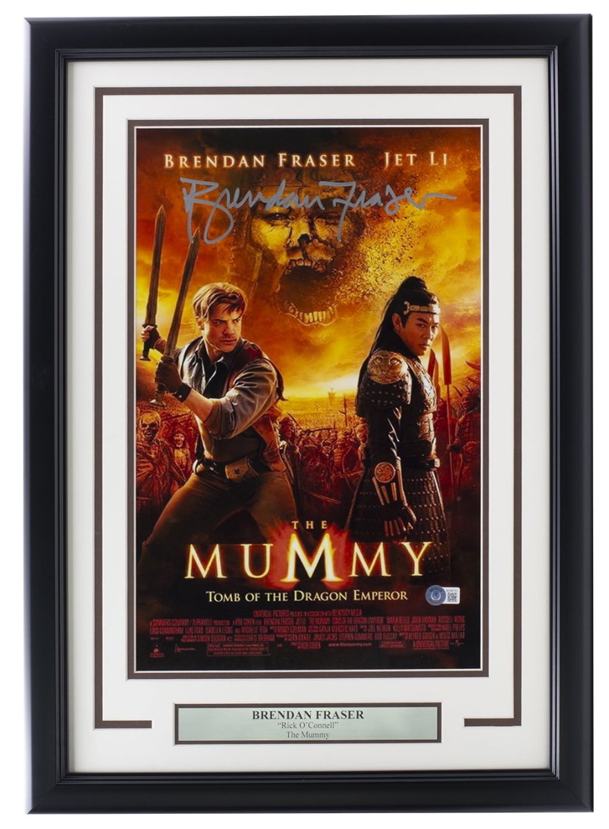 Brendan Fraser Autographed The Mummy Movie Poster 11x17 - Framed Collectible Memorabilia for Fans & Home Theater Decor