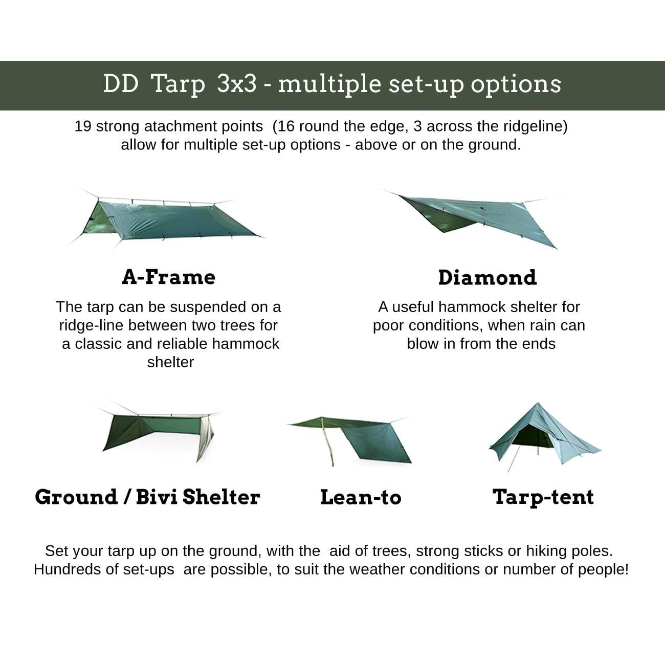 DD HAMMOCKS DD Tarp 3x3 - 10ft x 10ft Waterproof Camping Tarp in Coyote Brown - Lightweight Multifunctional Rainfly Shelter for Backpacking, Hiking, Beach & Outdoor Adventures