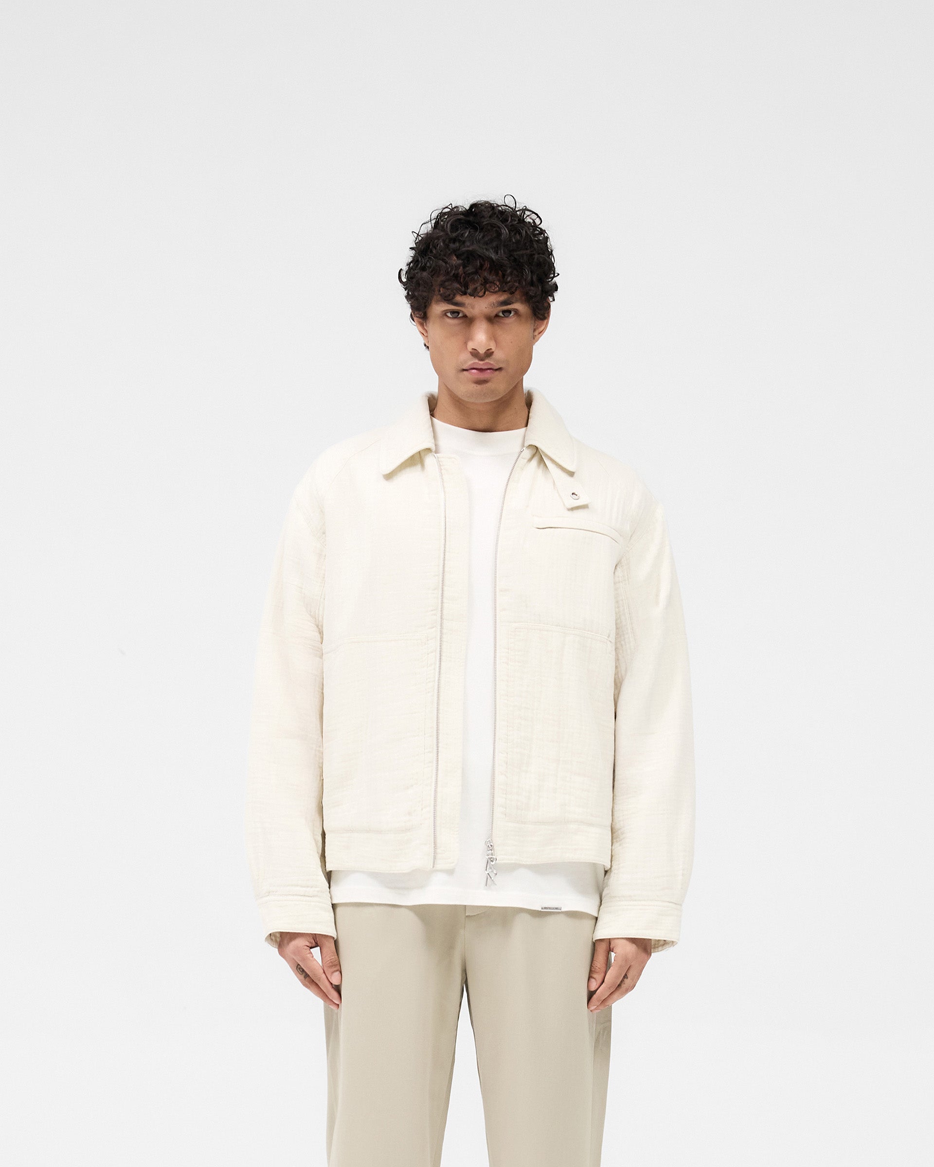 Stylish Crinkle Trucker Jacket in Ecru - Perfect for Casual Outfits & Streetwear Fashion