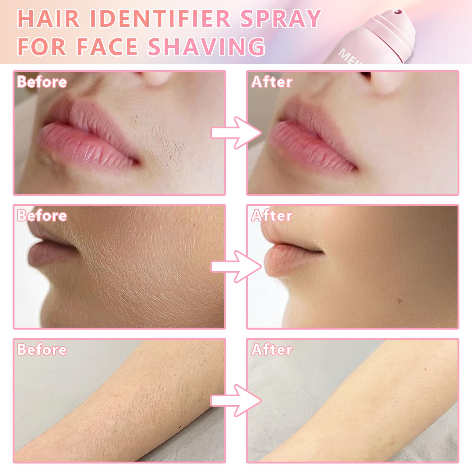 Best Hair Identifier Spray for Face Shaving & Body - Skin Moisturizing Dermaplaning Spray with Razor - Women's Facial Hair Removal Tool for Smooth Skin - Perfect for Pre-Shave Prep & At-Home Dermaplaning