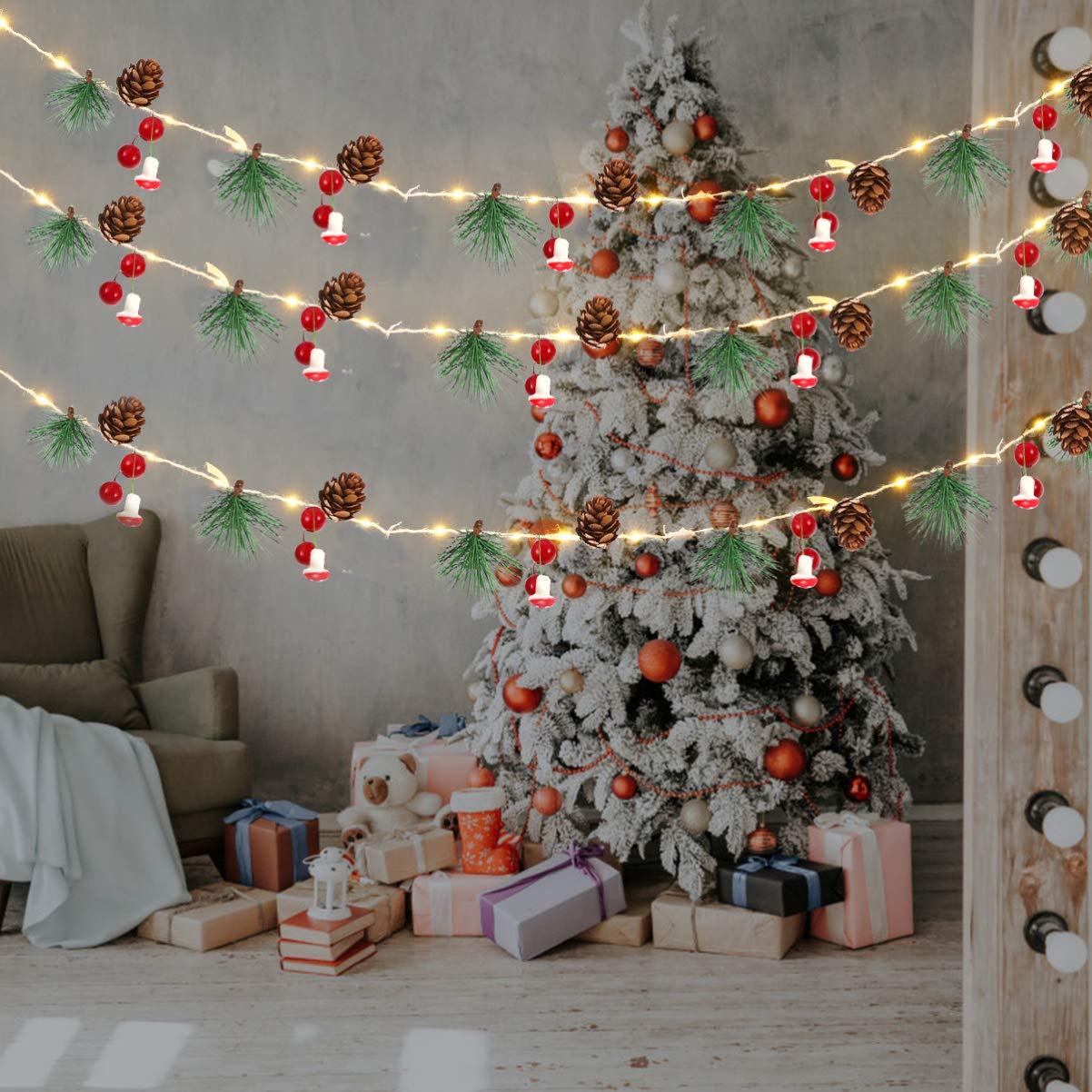 SOLUSTRE 1 Pack Fairy Christmas Lights Garland - 10ft LED Pinecone String Lights with Copper Wire, Warm White Battery Operated for Holiday Tree Decor, Bedroom, Wedding, Party & Outdoor Lighting