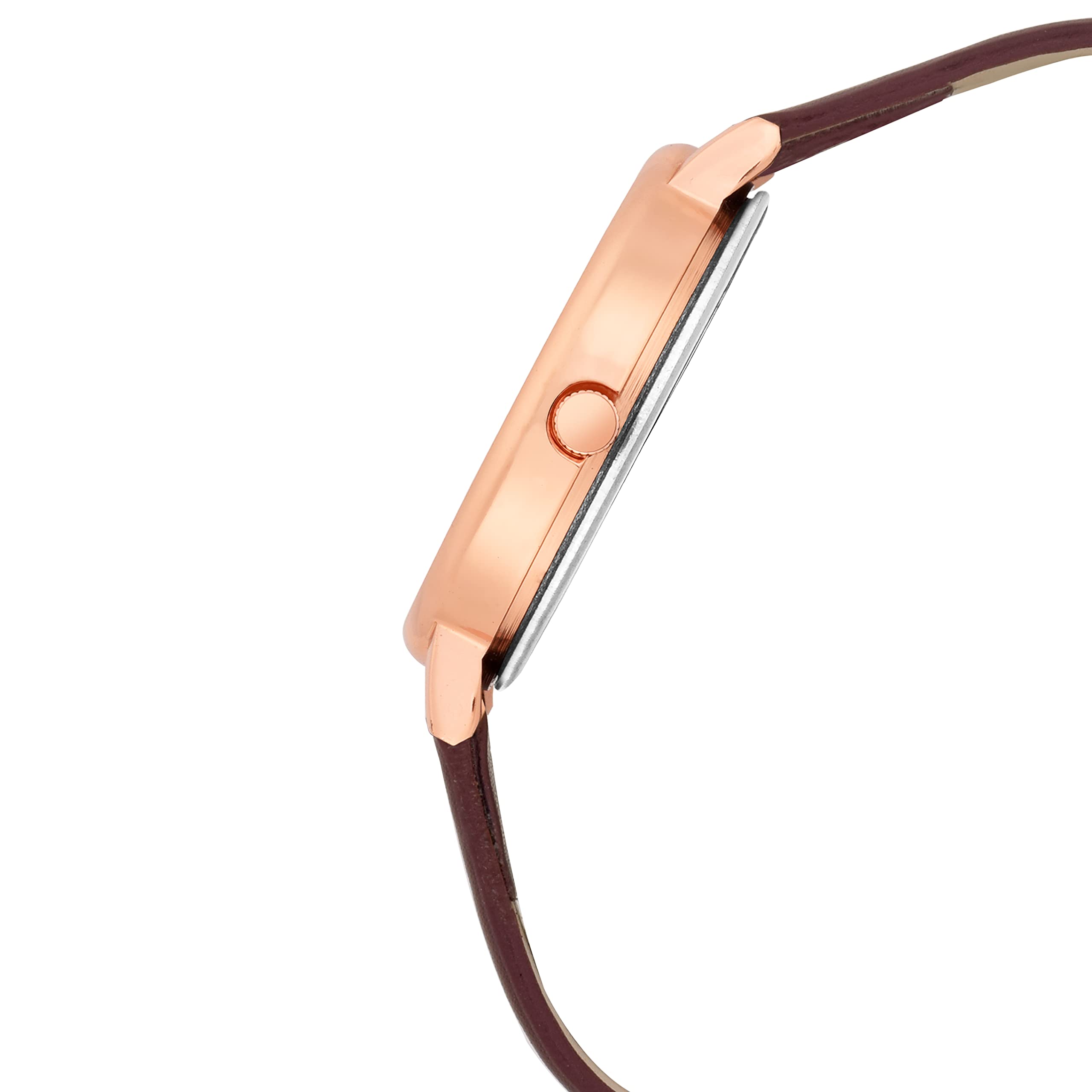 Wollant Women's Diamond Watch - Rose Gold/Silver Leather Strap for Office & Party
