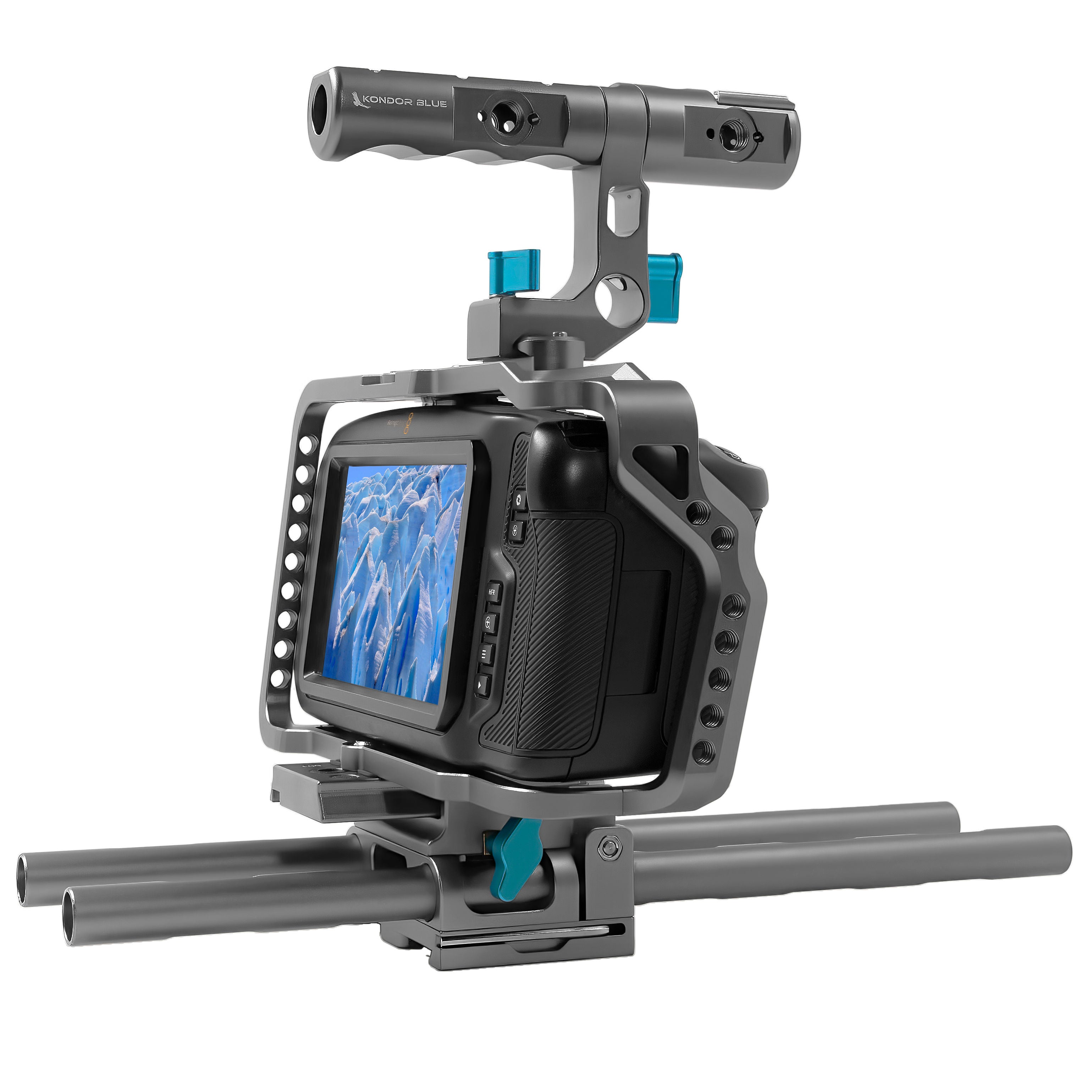 Kondor Blue Blackmagic Pocket Cinema 4K/6K Camera Base Rig - Professional Stabilizer for Filmmaking & Vlogging