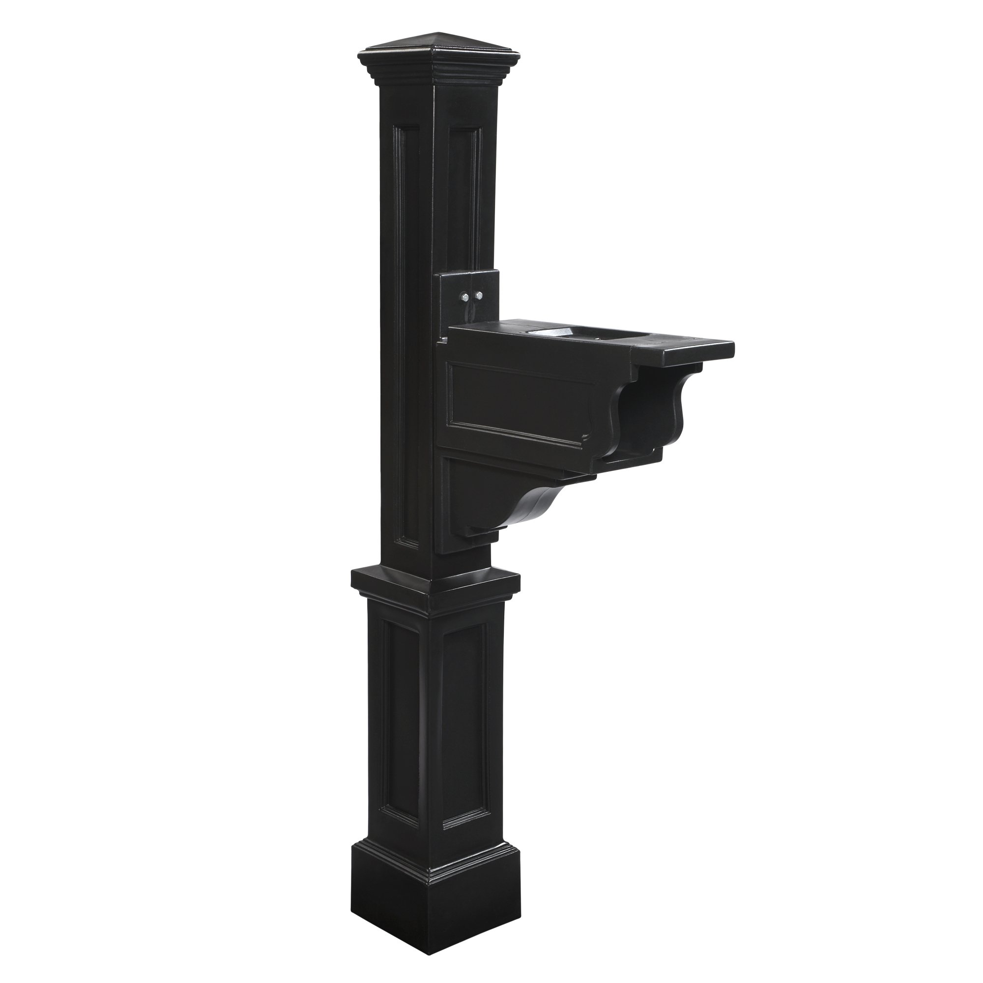 Mayne Dover Single Arm Mailbox Post - Black - 25.5in x 8in x 56.5in - Standard Mailbox Post with Arm & Hardware Kit Included (5810-B) - Perfect for Residential Mailbox Installation & Curb Appeal Enhancement